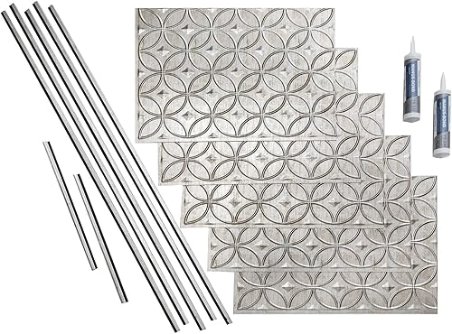 FASÄDE Anillos decorativos de vinilo Backsplash 15 pies cuadrados Kit en metal vintage