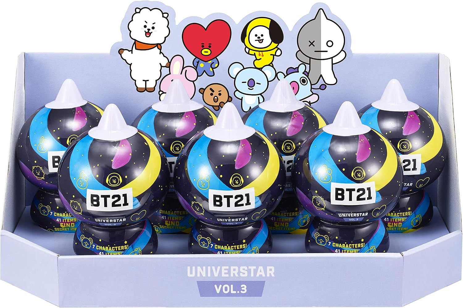 BT21 Universtar Blind Pack, Youngtoys Official Merchandise Collectible Character Action Figure Goods by Line Friends Tata Chimmy Cooky Shooky RJ Koya Mang Van (1 Capsule) (Vol.3)
