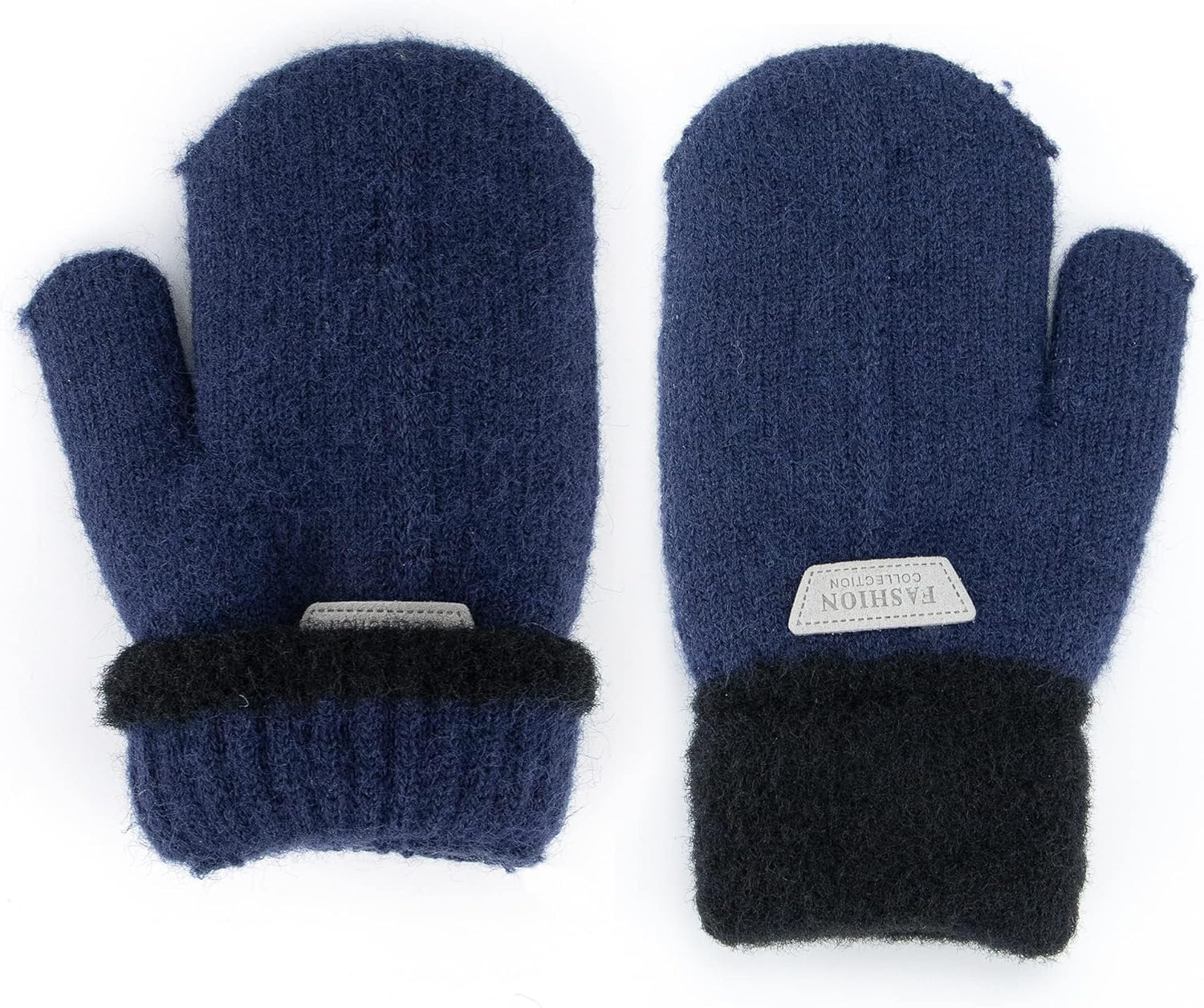 Kids-Mittens with Warm Wool-Fleece-Lined - Cold Weather Boys-Girls Knitted-Gloves for Skiing Snowboarding - Image 3