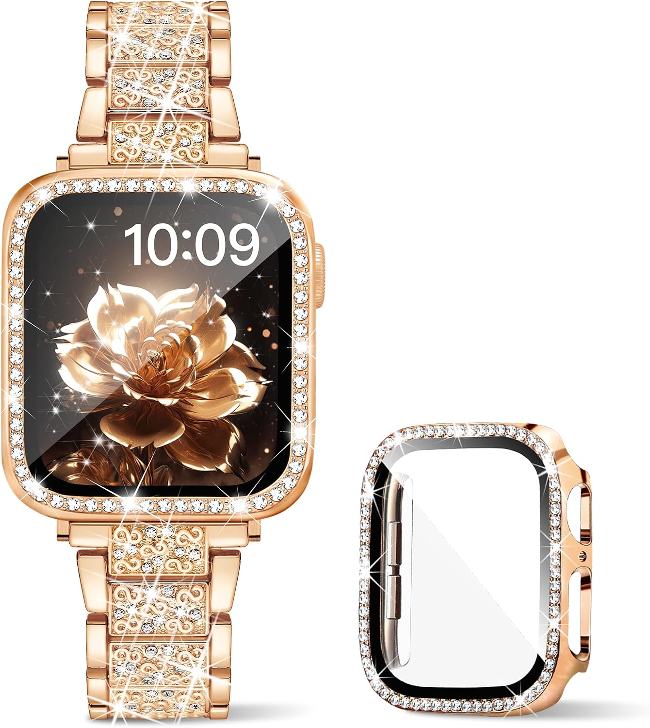 Calina Bling Bands and Case Fits Apple Watch Bands for Women 40mm