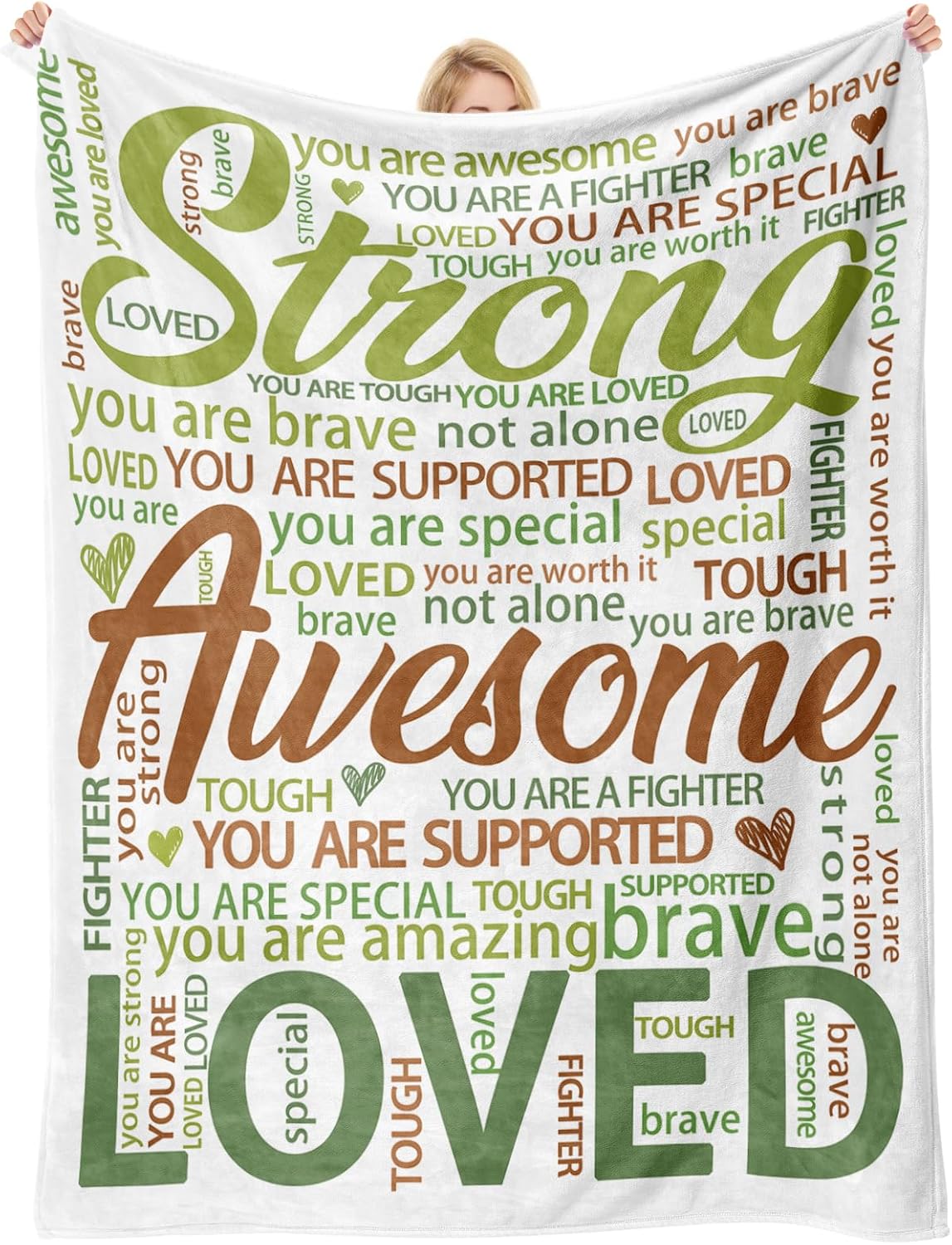 Super Soft Hug Blanket for Boy Girl, Inspirational Healing Gift for Cancer Patients, Post Surgery Recovery, Chemo Support, Hospital Stay, Thinking of You Gift for Daughter Son Friend, 50"x60"