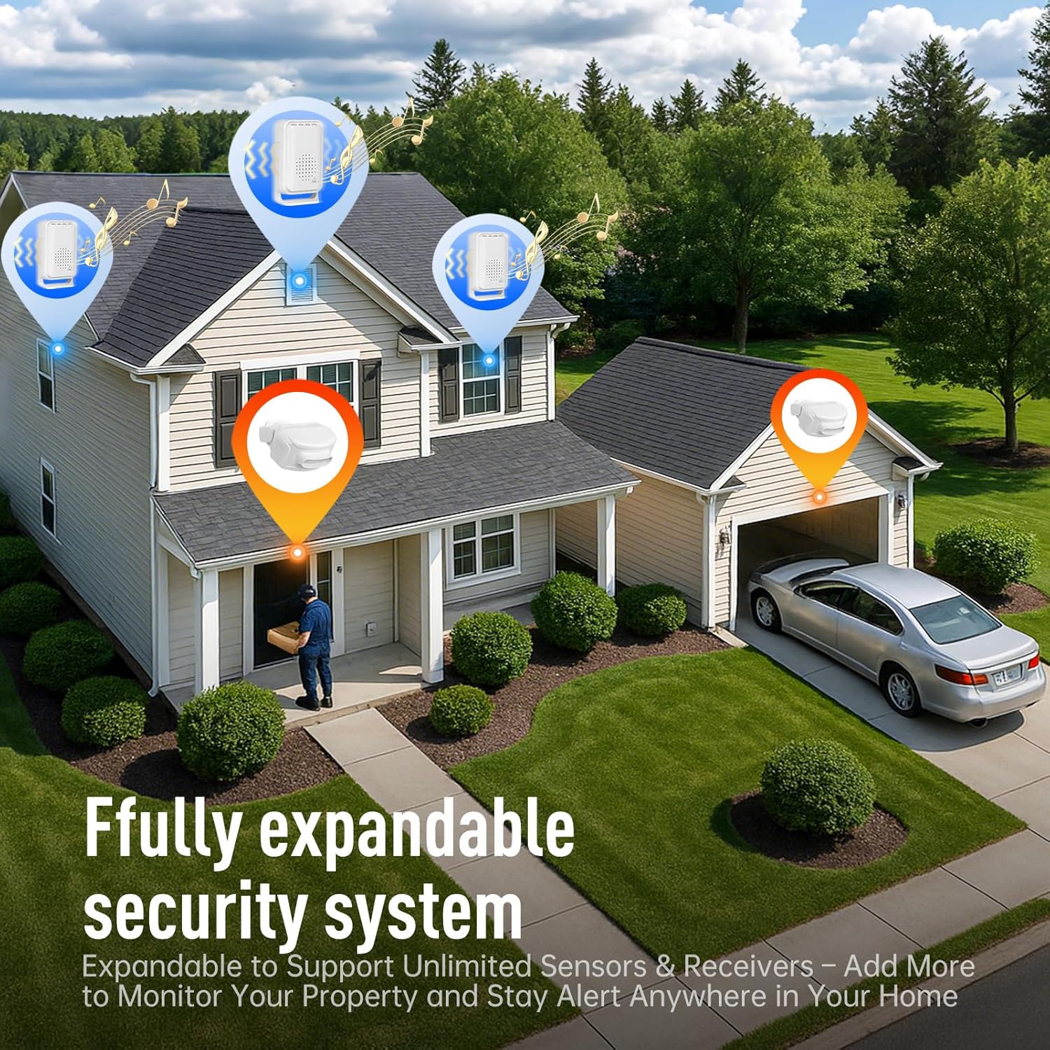 Driveway Alarm – 1200 ft Range Wireless Outdoor Motion Sensor, Dual-Tech PIR + Microwave, 17 Chimes, IP64 Weather-Resistant, Mute & Vibration (1 Receiver+ 1 Sensor)