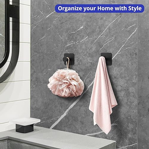 Miniatura 2 de HOME SO Ganchos de metal adhesivos resistentes para sombrero, chaqueta, accesorios de ducha, juego de 6 perchas de almacenamiento para organización