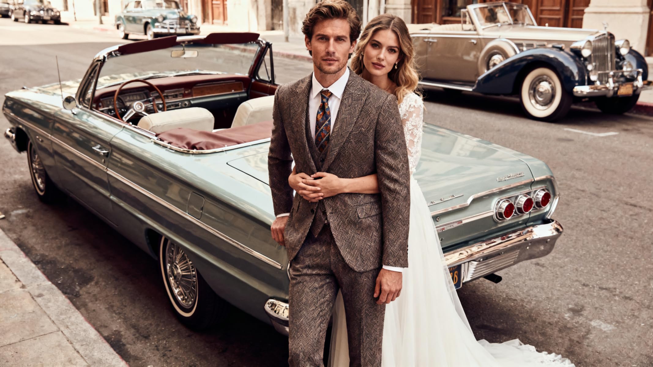 Abito da uomo retrò 3 pezzi tweed a spina di pesce abiti da uomo giacca di lana smoking sposi matrimonio blazer gilet pantaloni set ballo