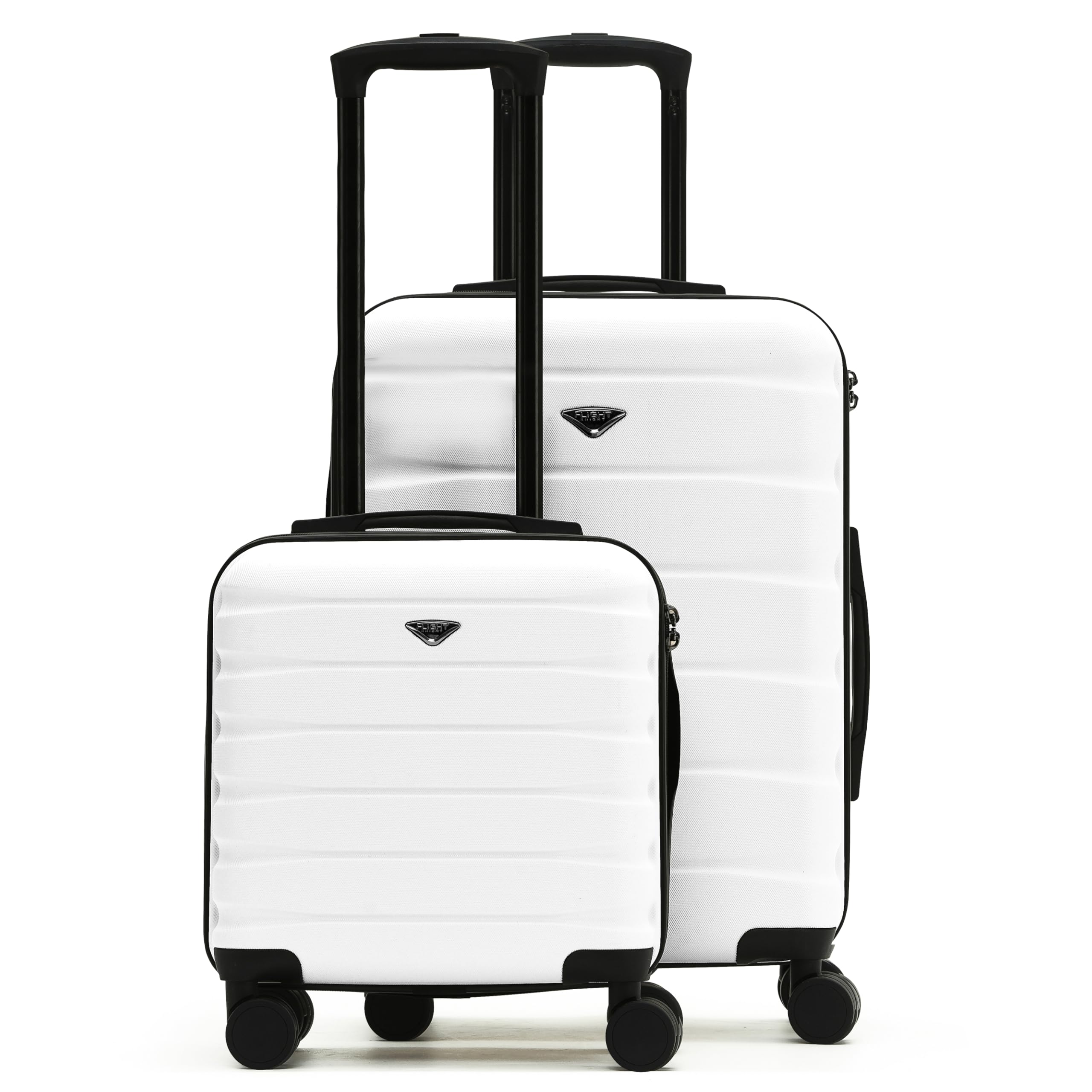 Flight Knight Luggage Sets Carry-On Cases TSA Lock USB Port Silent Double Spinner Wheels Hardside Suitcase 24x16x10 & 16.25x13.5x8 Max Carry On Bag Size For Virgin & South West Approved Airlines