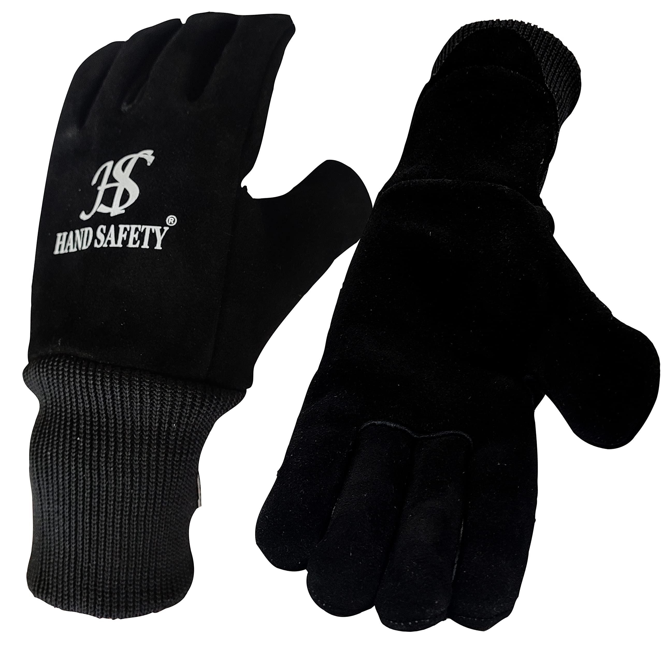 HAND SAFETY Black Leather Welding Gloves With Knitted Rib Ideal For Welding| Animal handling| Construction work| machine Work| Mechanic| Heat resistant | HSN-004 (B09PGCKG4Z) Amazon Price History, Amazon Price Tracker