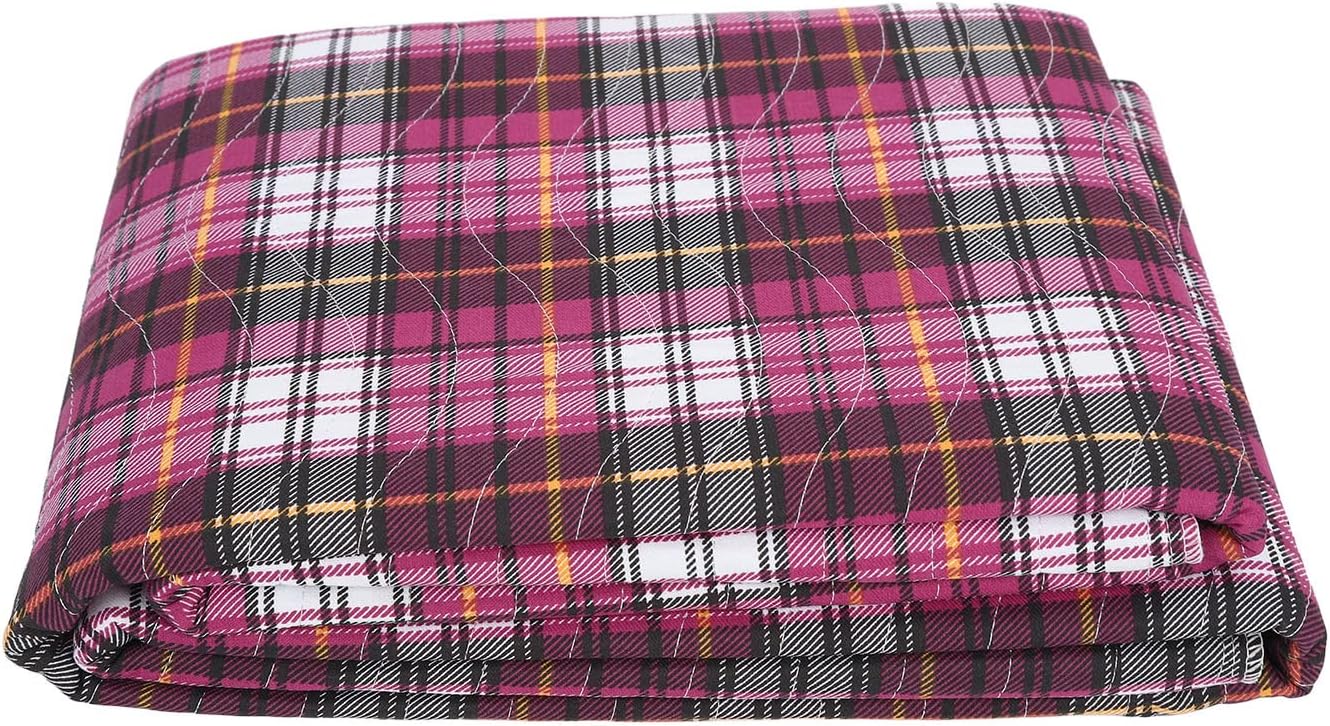 失禁ベッドパッド紫色の格子縞の洗える洗える再利用可能な再利用可能な濃い吸収性ホーム病院の綿 (120*180)