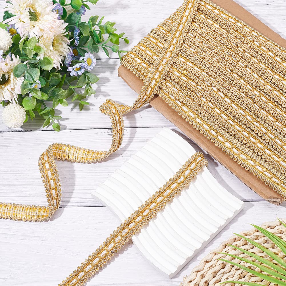 FINGERINSPIRE Treccia d'oro Trim 1,6 X115cm Fringe Fringe Fringe Trim in Poliestere Intrecciato con Nastro in Poliestere per Il Costume Fai da Te Mestieri del Fai da Te Cucire Gioielli