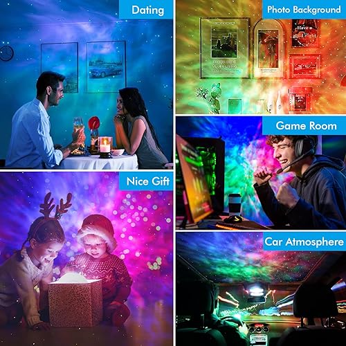 Miniatura 6 de Proyector inteligente de estrella de luz galaxia, proyector planetario para el hogar con control de aplicación, modos de temporizador de 24 horas,