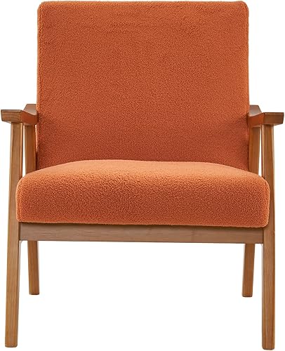 Miniatura 4 de Sillón moderno de mediados de siglo sillón de interior con respaldo y cojín de asiento silla decorativa de lectura de vellón de peluche con