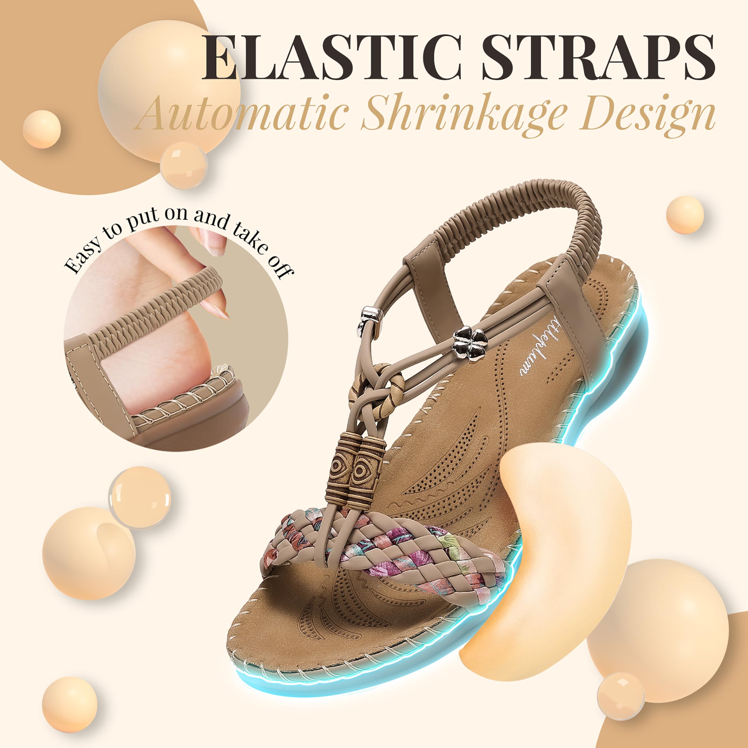Littleplum Damen Sandalen Freizeit Flach Sandalette Handarbeit mit Strass Perlen Bohemia Strand Schuhe