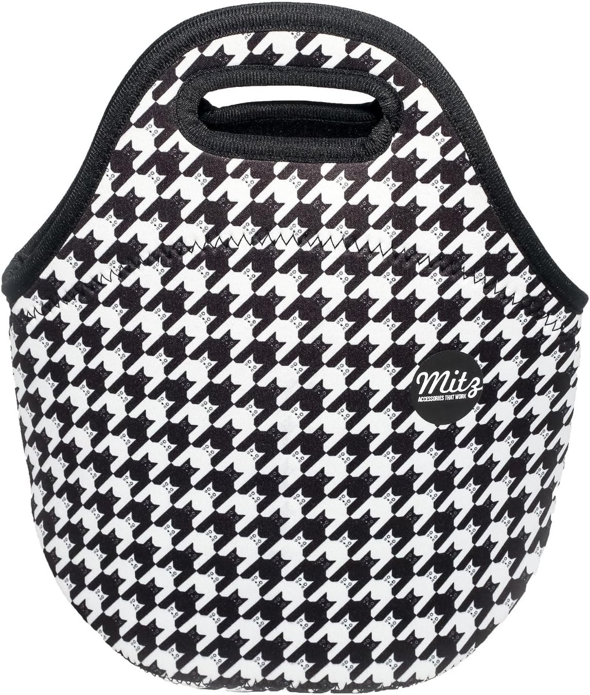Mitz Accessories Premium Insulated Neoprene Lunch Bag, Kittenstooth Pattern
