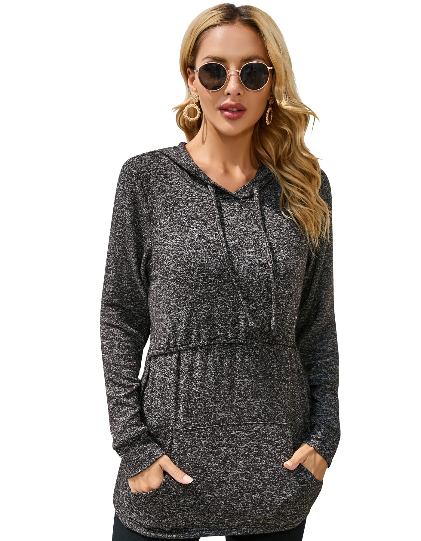 Sosolism Camiseta de Manga Larga para Lactancia Sudadera de Invierno con Capucha y Bolsillo Camiseta para Extracción de Leche y Amamantamiento