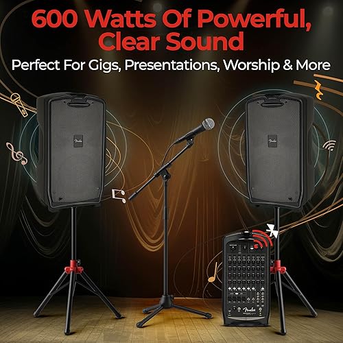 Miniatura 6 de Fender Paquete de sistema PA portátil Passport Venue S2 con soportes de altavoz compactos, micrófono, clip de soporte de micrófono, cable XLR
