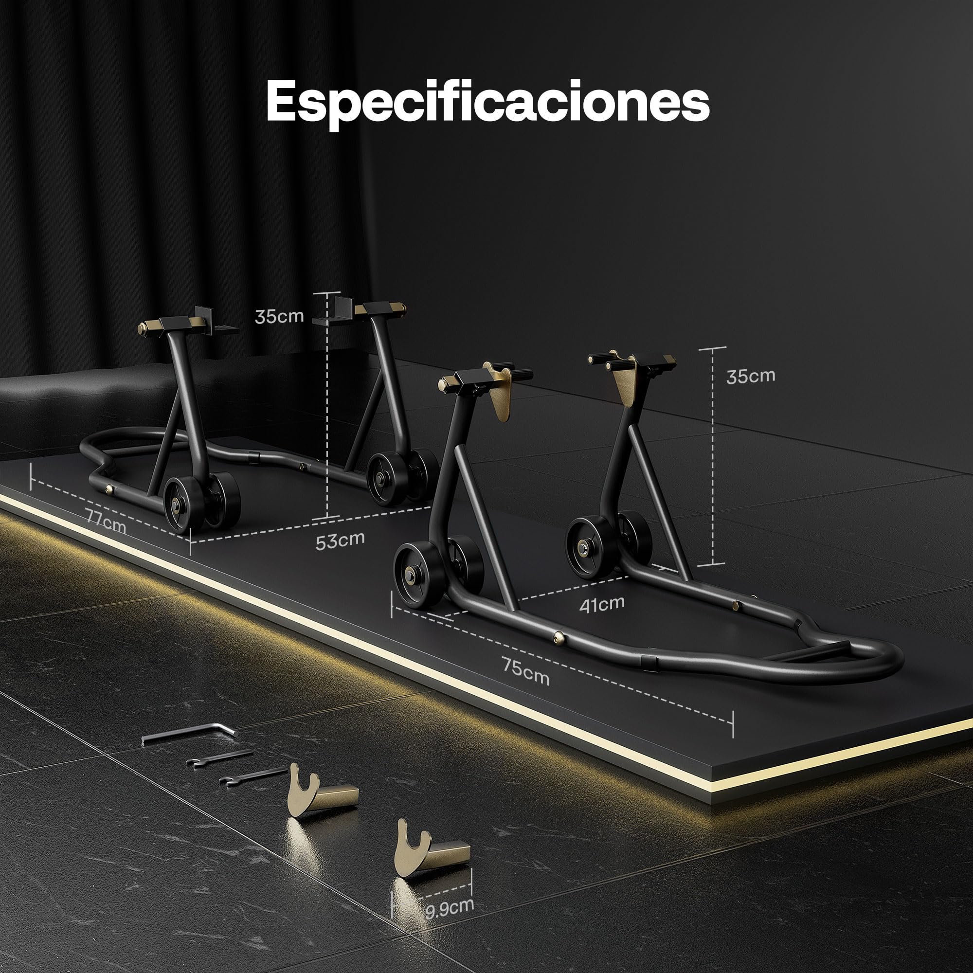 SPECSTAR Caballete Moto Elevador Universal para 400kg de Capacidad Ruedas Delanteras Traseras Combo de Elevación con U+L Carrete de Basculante Ajustable Soportes de Paddock de Trabajo Pesado