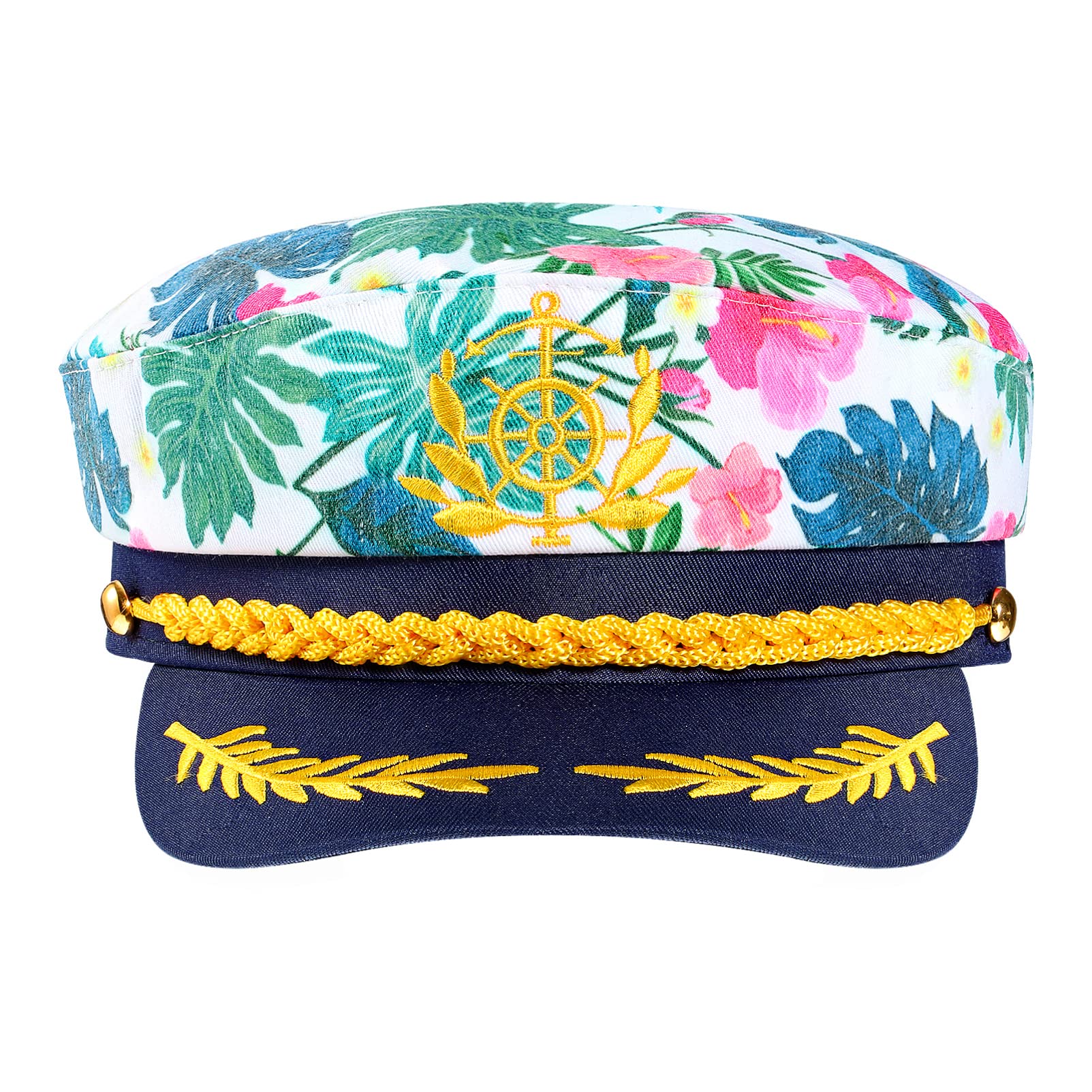 Embroidered Captain Hat Women’s Hats Men's Hats Pink Cap Adjustable Captain Hat Admiral Captain Hat Nautical Party Caps Nautical Party Hat Adjustable Captain Caps Sailor Caps Boat