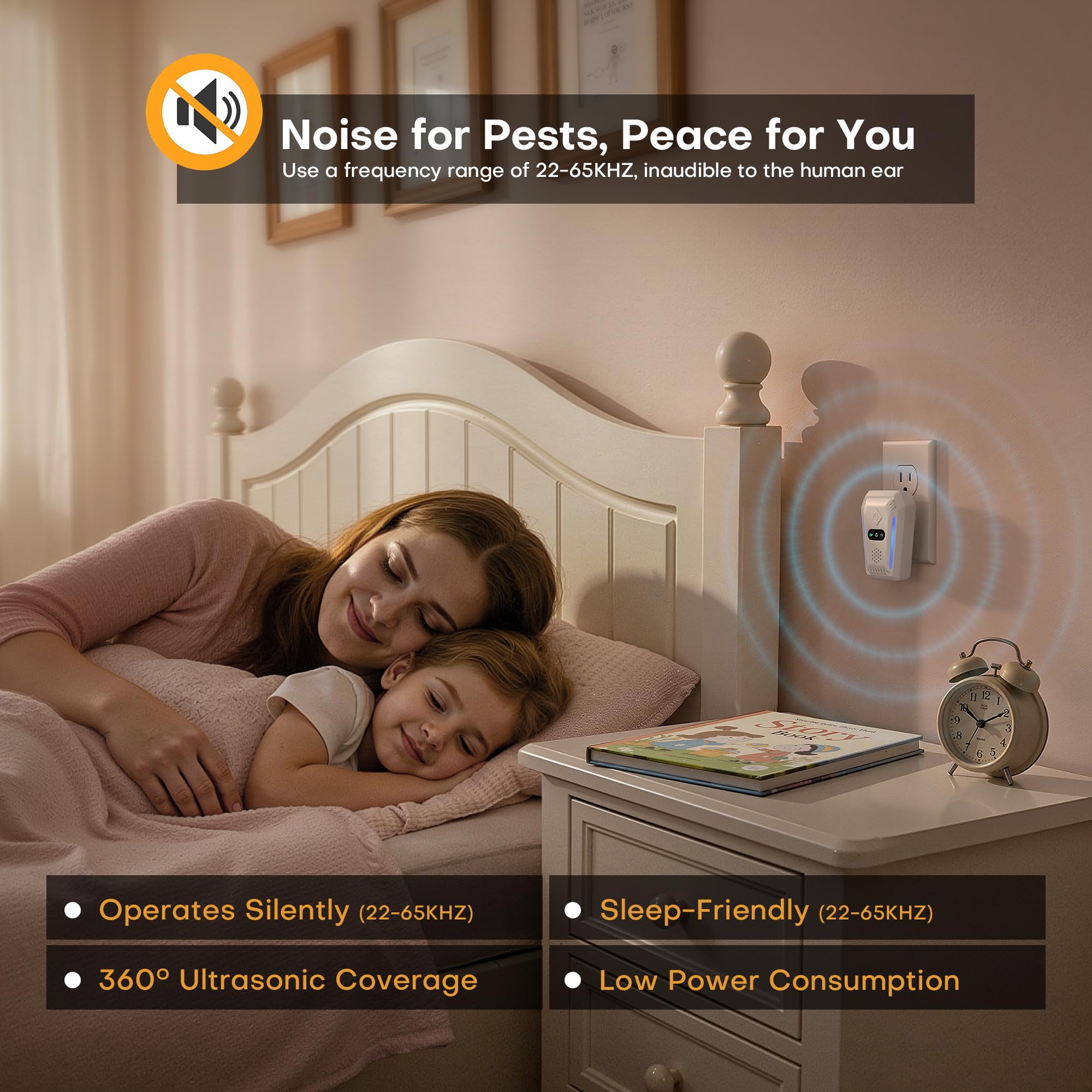 Paquete de 6 repelentes ultrasónicos de plagas, repelente de insectos ultrasónico para interiores con 3 modos de ajuste automático, repelente de insectos para cucarachas, ratas, ratones e