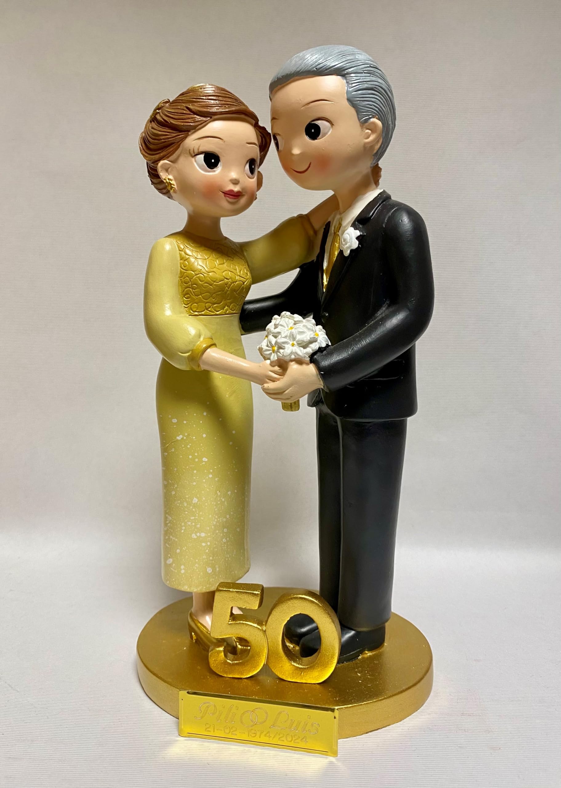 Figurita Tarta Bodas de Oro 50 Aniversario GRABADA para Pastel