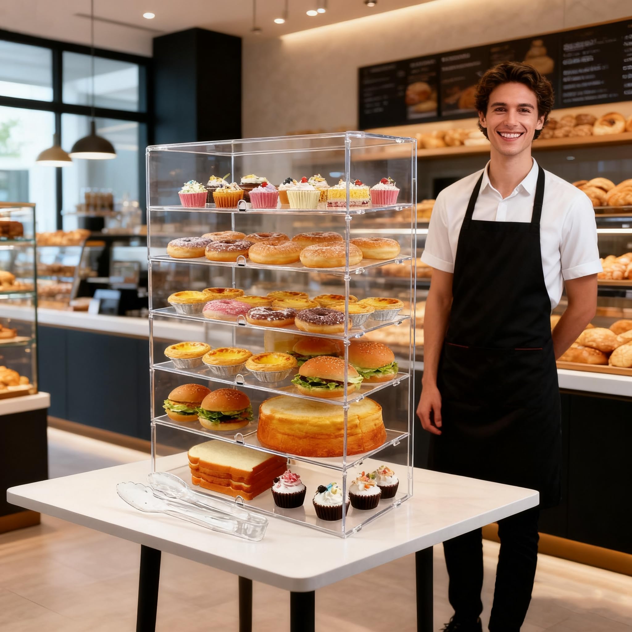 vetrina per pasticceria espositiva da banco a 6 ripiani | Contenitore ideale per la custodia di cosmetici, bagno e figurine da giocattolo