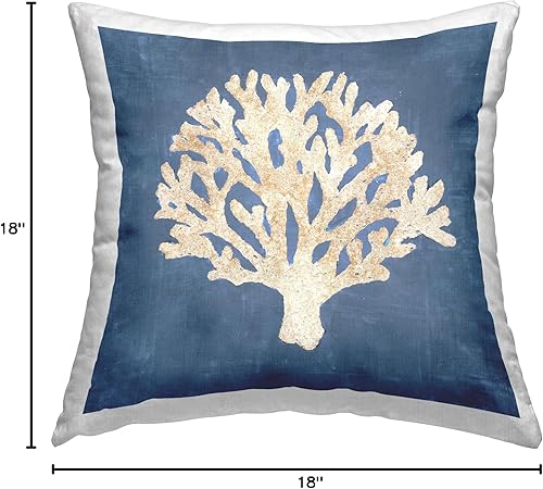 Miniatura 8 de Stupell Industries Liz Jardine - Almohada de diseño botánico de arrecife de coral, 18 x 18 pulgadas, color azul
