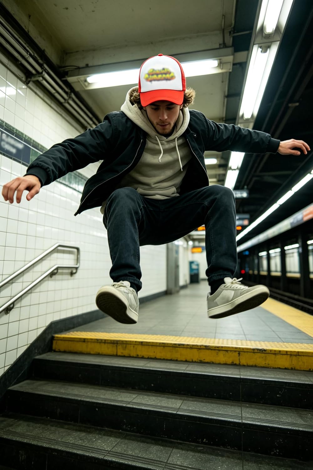 1 PCS Subway Baseball Caps Jake Surfers Hat Red and White Trucker Hat Tricky Subway Accessories Surfers for Boys Girls