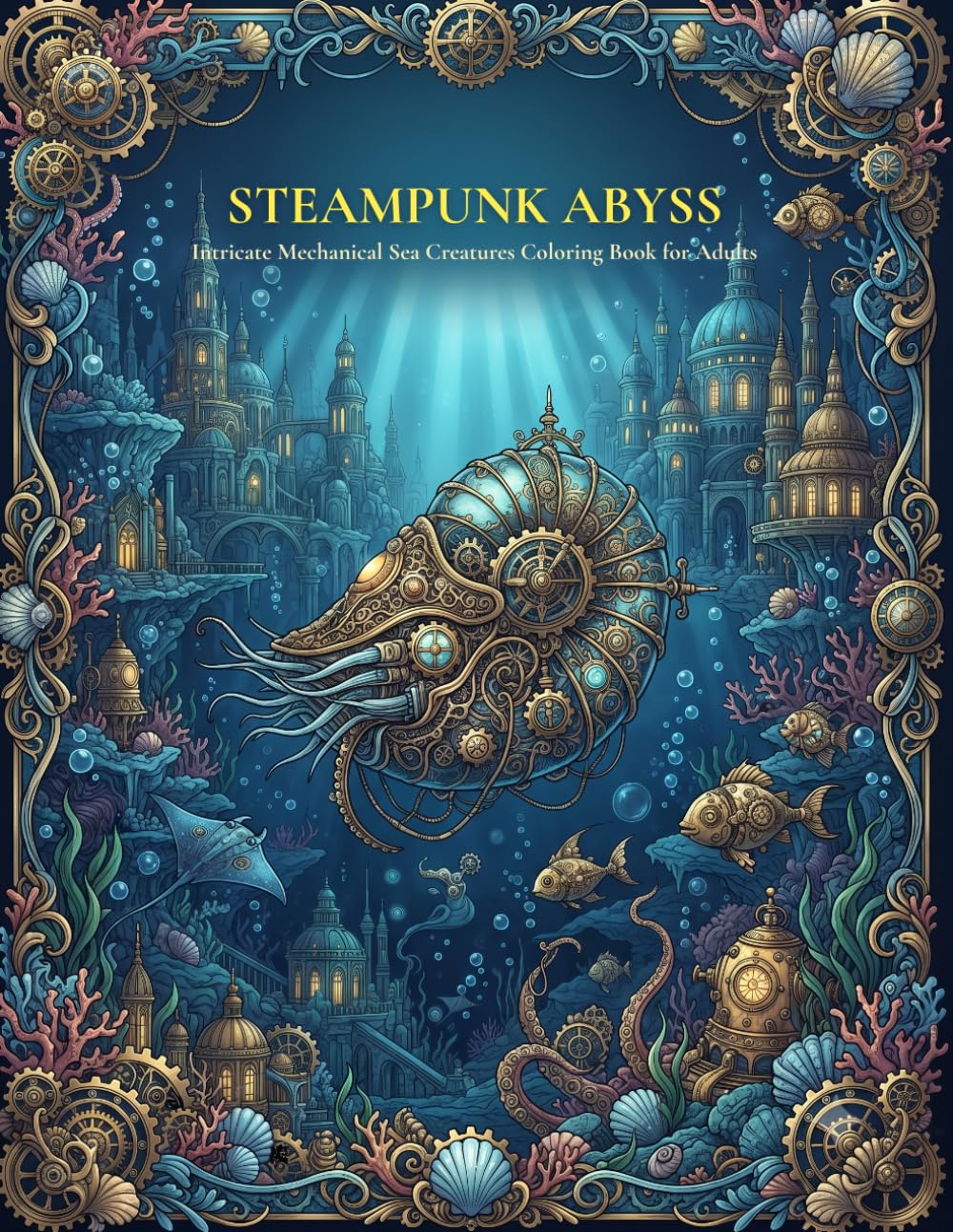Steampunk Abyss: An Intricate Mechanical Deep Sea Coloring Book for Adults Featuring 100 Ultra-Detailed Ocean Creatures, Lost Underwater Kingdoms, Clockwork Architecture and Fantasy Marine Worlds