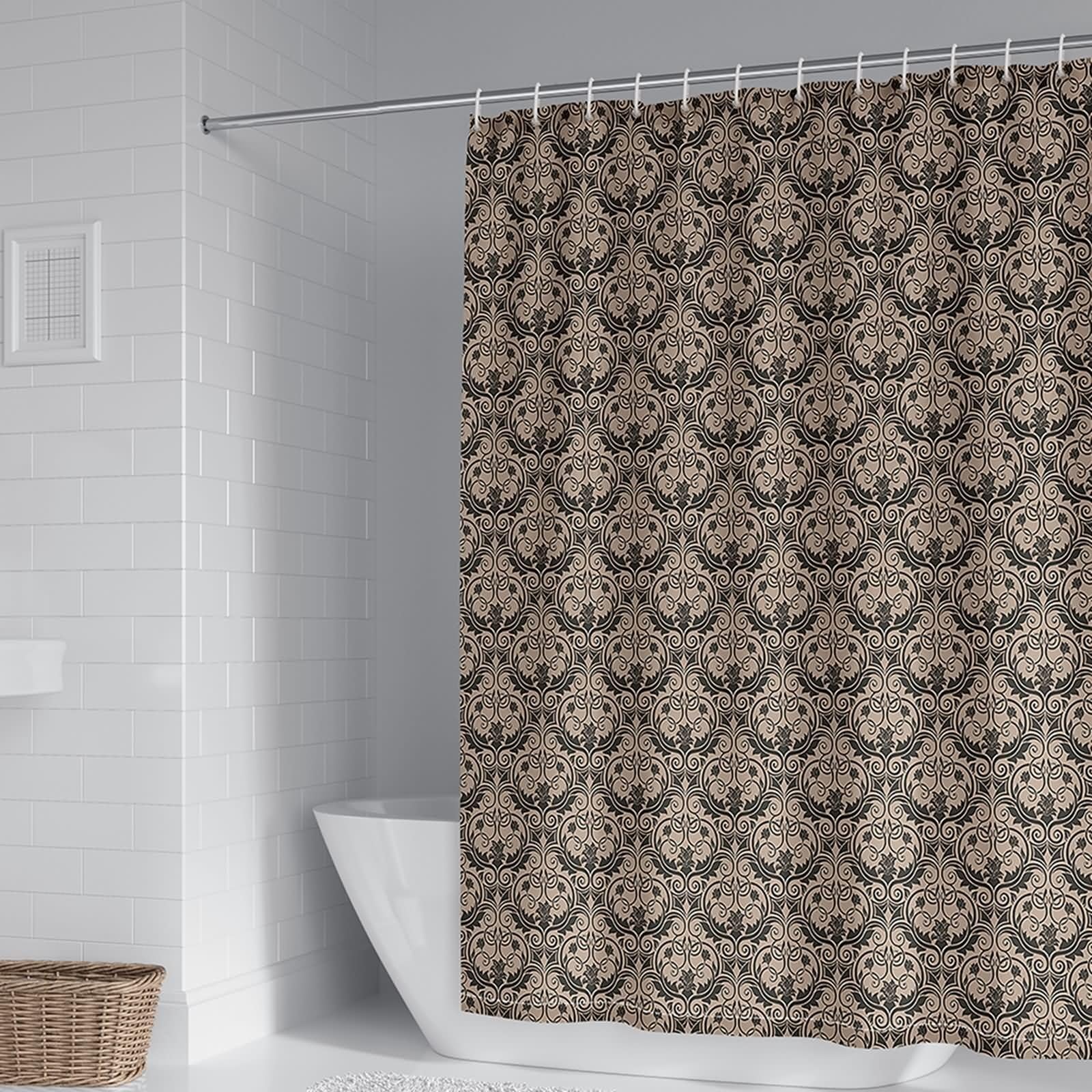 Rideau de douche marron imperméable anti-moisissure tissu polyester fleuri 150x200cm KnSam