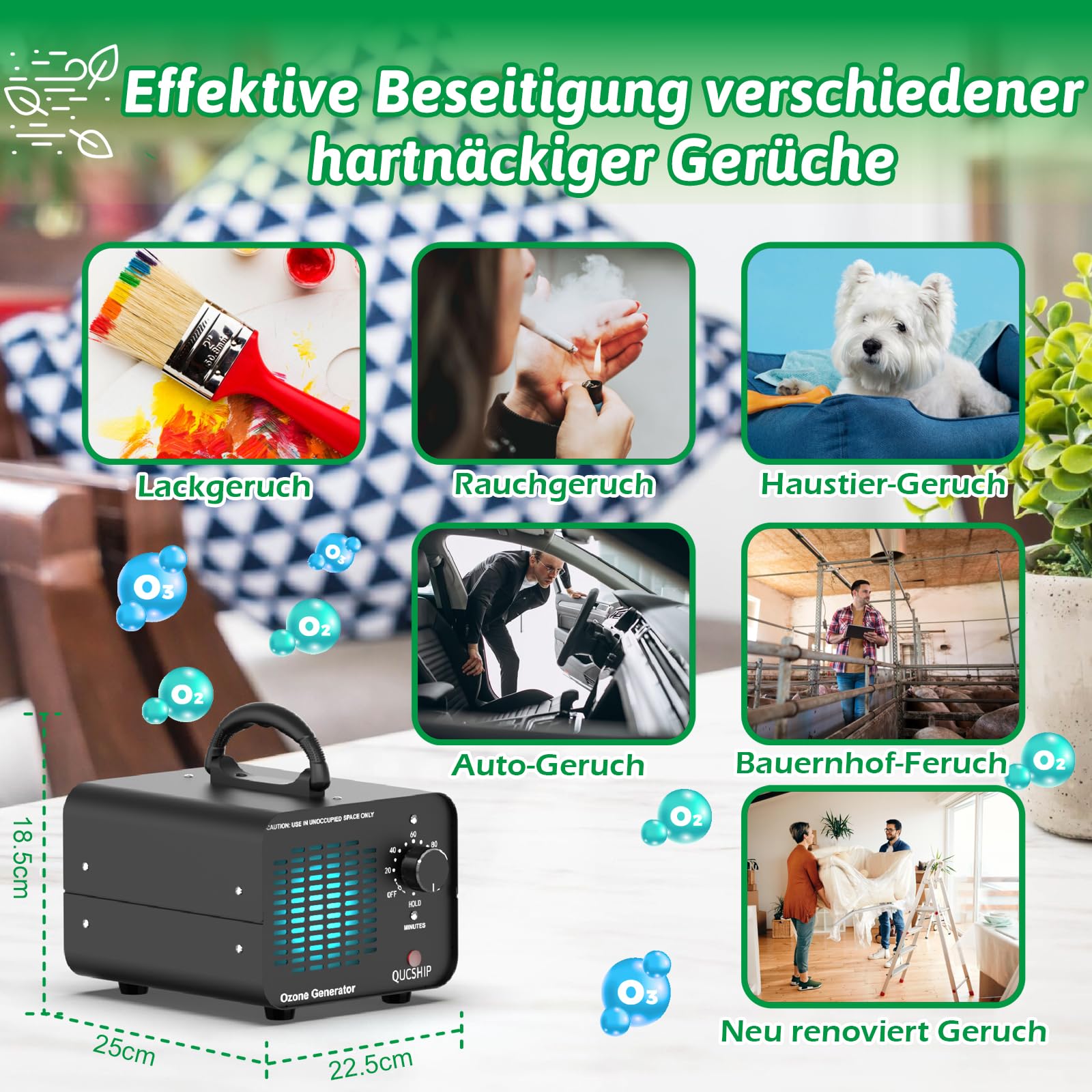 Industrieller Ozongenerator 98000mg/h mit Timer für Raum, Auto, Gerüche