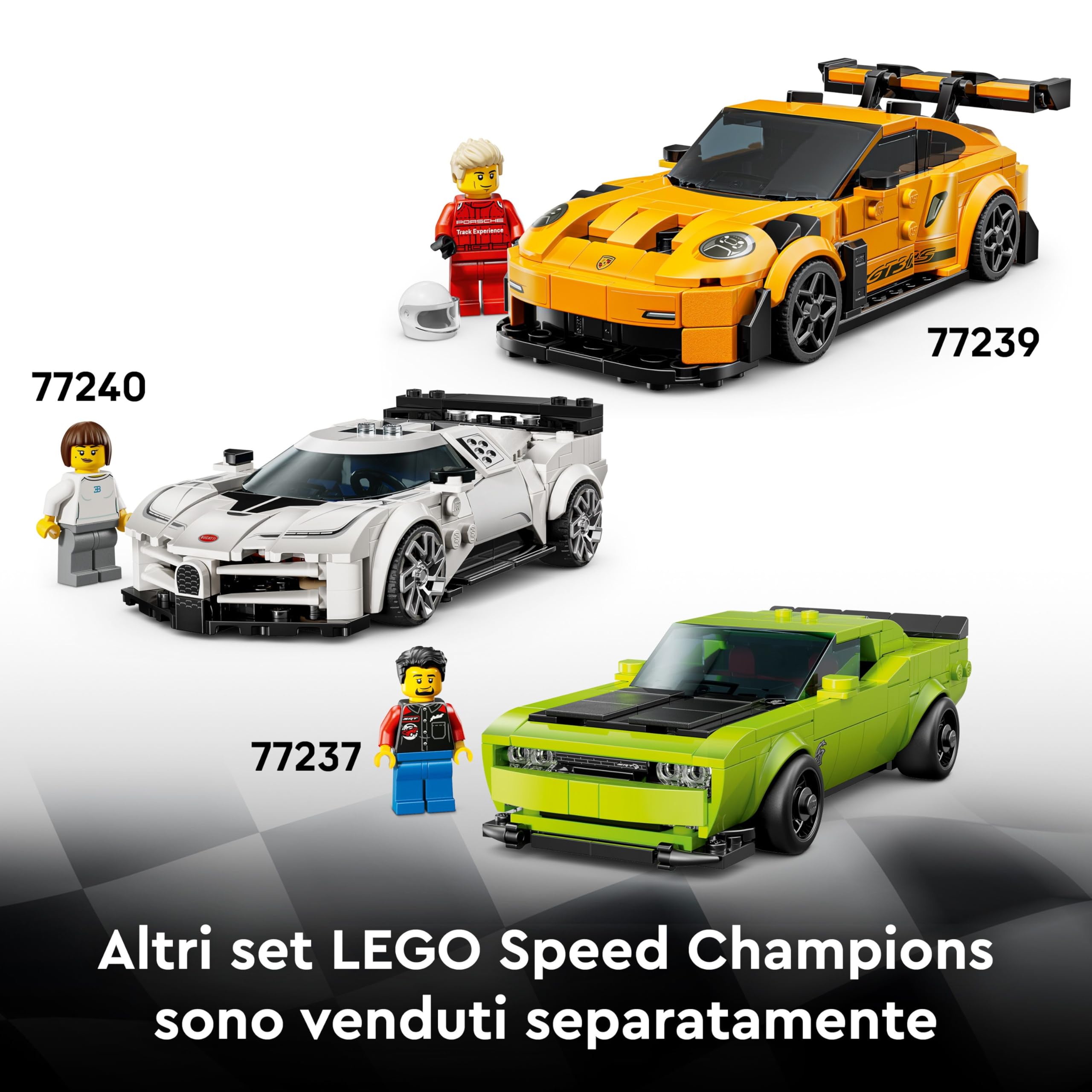 LEGO Speed Champions Lamborghini Revuelto e Huracán STO - Modellini di Auto da Corsa - Macchine Giocattolo con 2 Minifigure dei Piloti - Regalo di Compleanno per Bambini da 10 Anni in su - 77238 | Kit modello auto da corsa, 2 minifigure pilota, set da col