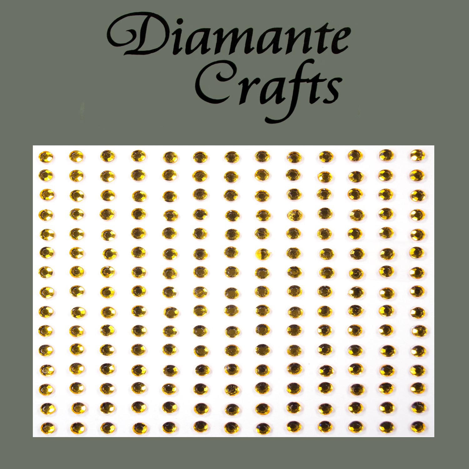 Diamante Crafts 195 x 3mm Gold Diamante Self Adhesive Rhinestone Craft Embellishment Gems - created exclusively