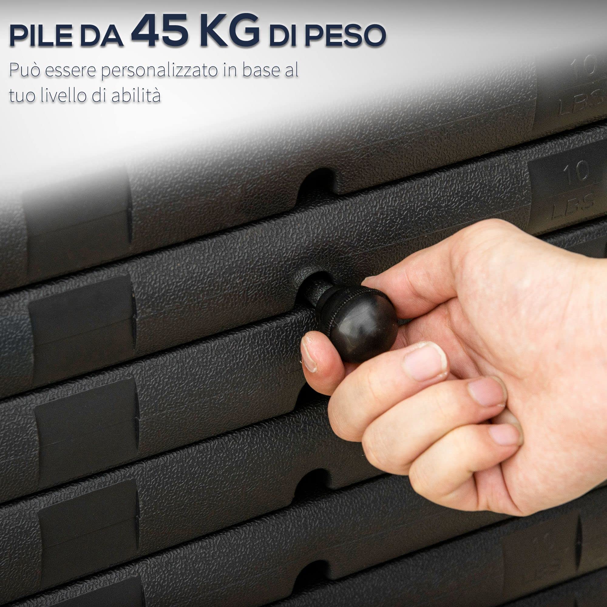 HOMCOM Palestra Multifunzione per Allenamento a Casa e Professionale, Stazione Fitnes in Acciaio con Pesi da 45kg, 135x103x200cm, Nero