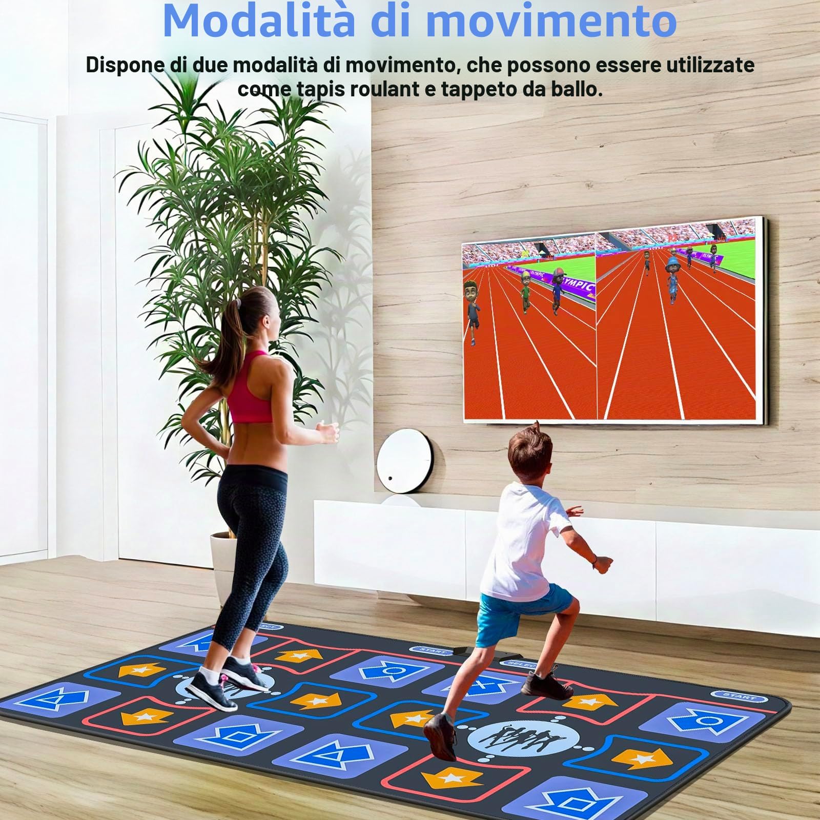 Tappetino da Ballo per Bambini e Adulti, Doppio utente per TV, Morbido Tappetino da Ballo in Flanella per Esercizi e Giochi, Plug & Play Giochi di Famiglia, Regali per Ragazze e Ragazzi