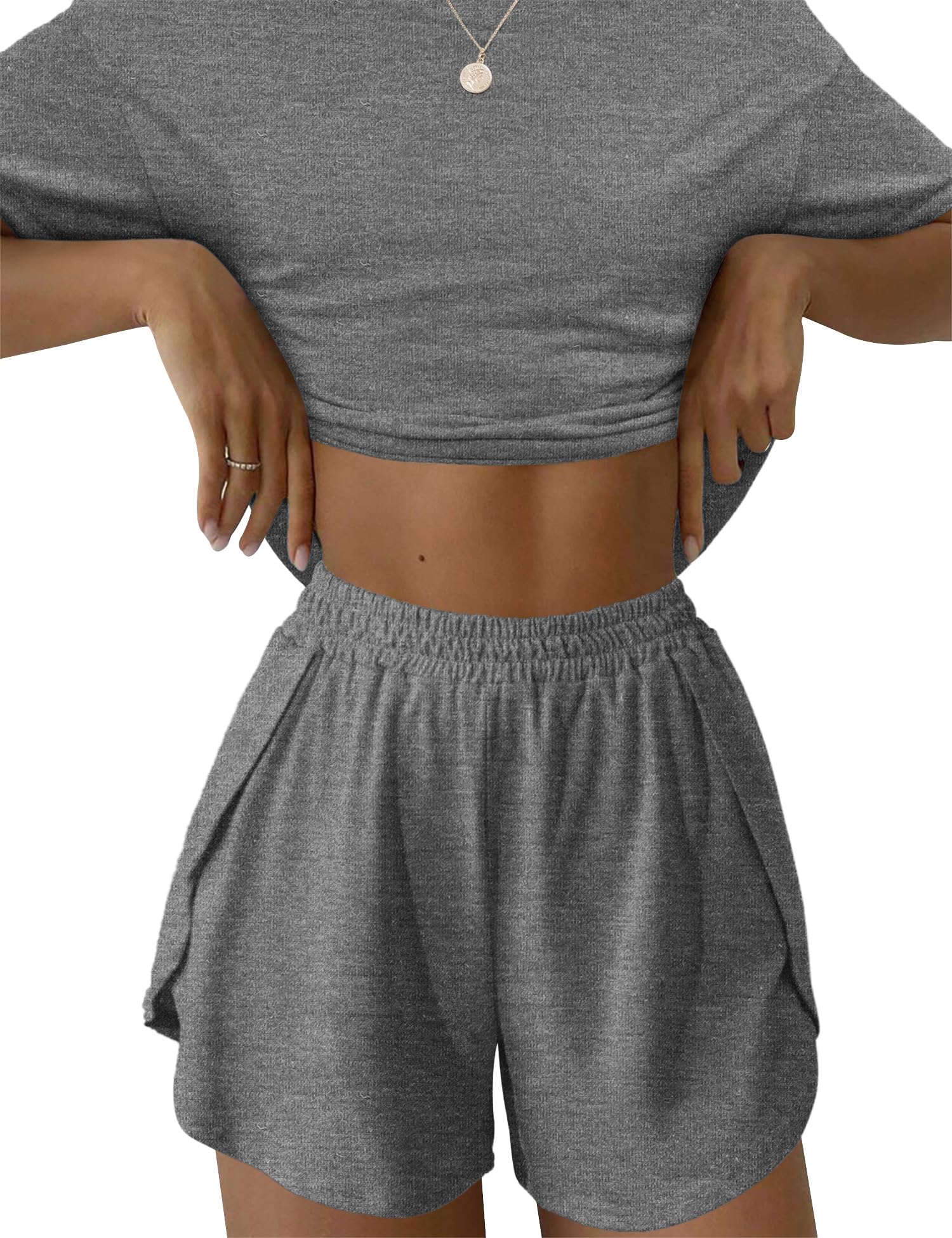 Kistore Summer 2 Piece Pajamas Sets Short Sleeve Sleepwear Pjs Lounge Split Short Sets