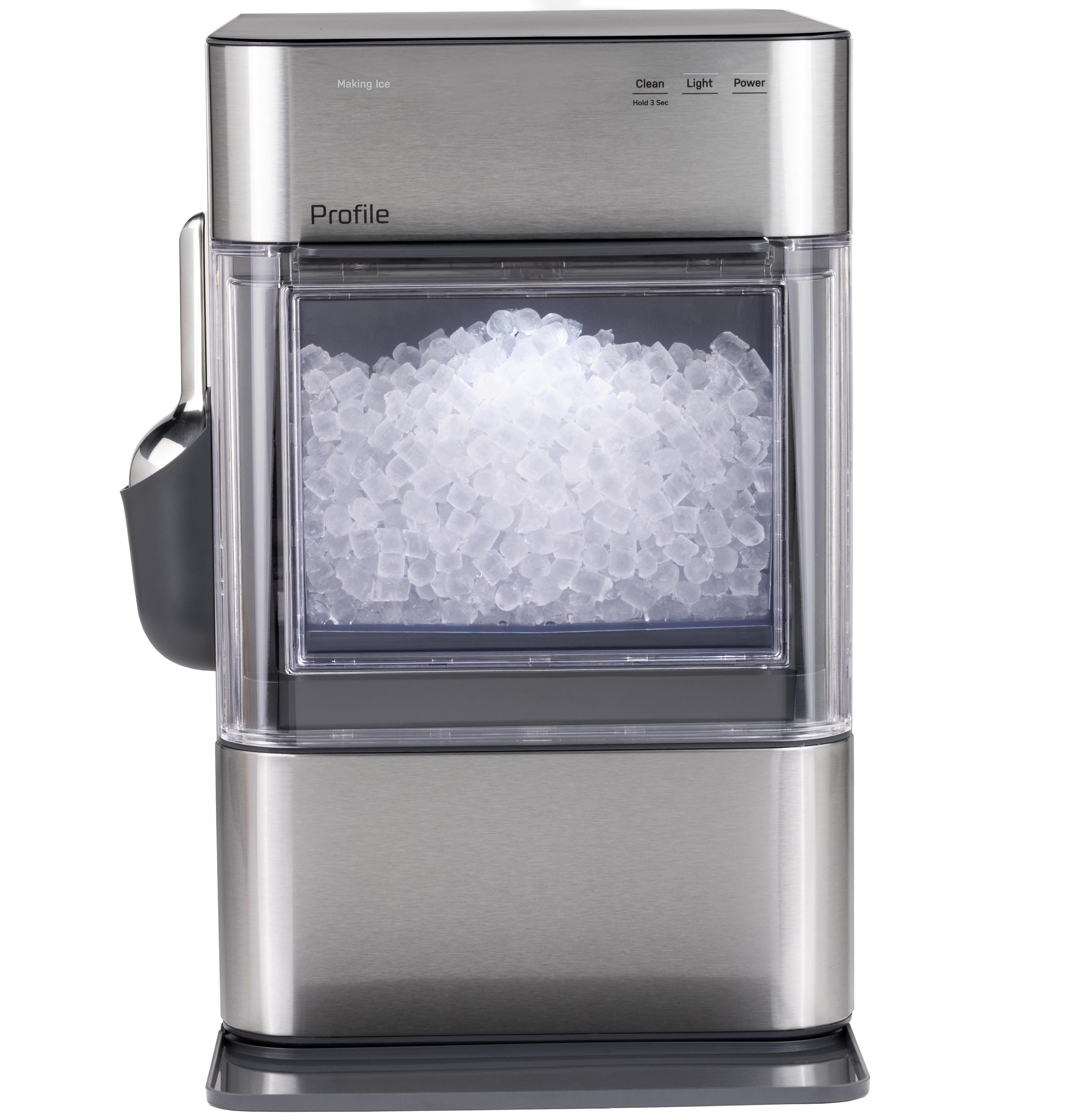 GE Profile Opal Nugget Ice Maker with Scale Inhibiting Filter, Scoop Included, 38 lbs in 24 Hours, Pellet Ice Machine with WiFi & Smart Connected, Stainless Steel
