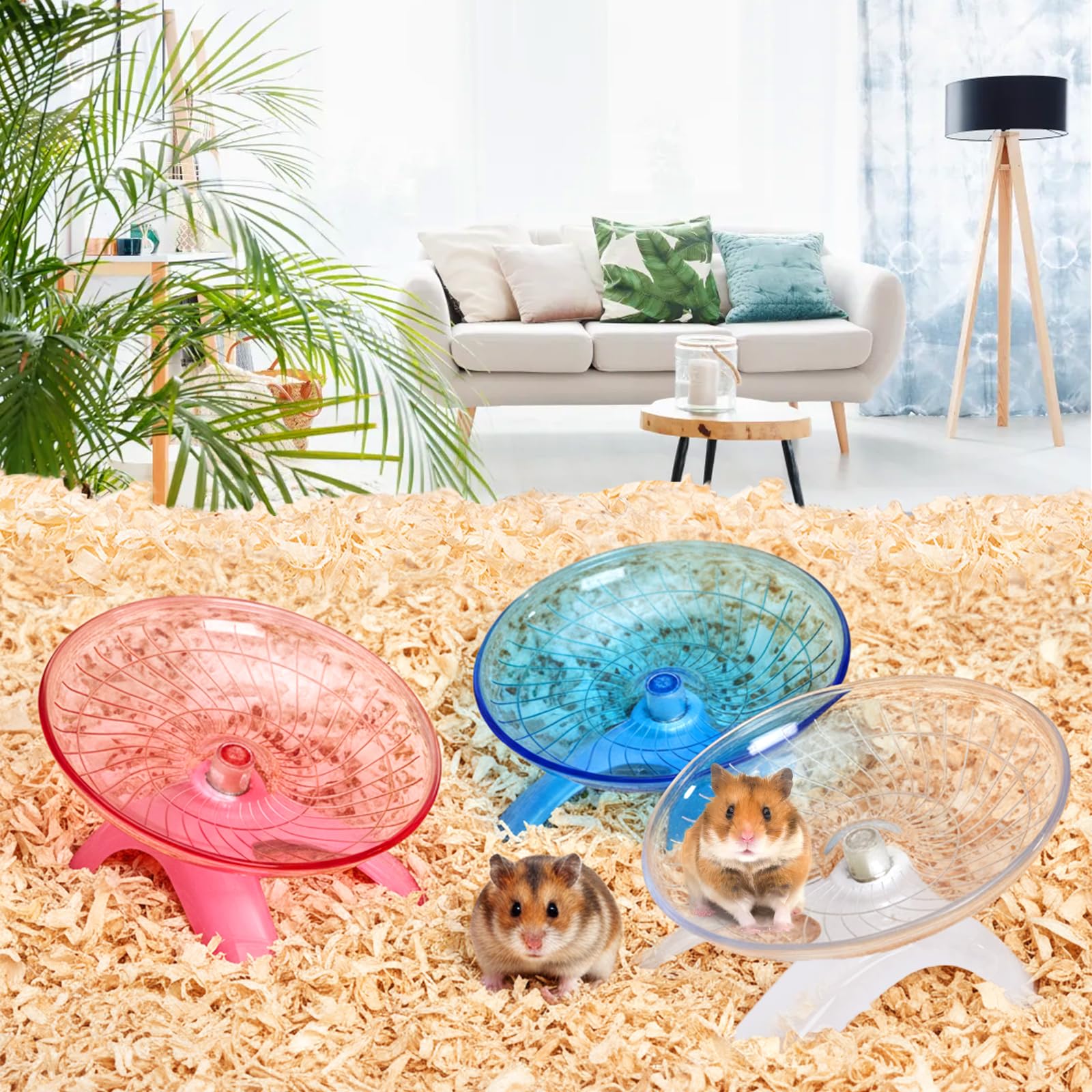 Foraineam 3 Pieces Silent Hamster Wheel, Hamster Flying Saucer, Quiet Spinner Running Exercise Wheels for Dwarf Hamsters, Gerbils, Mice, Hedgehogs, Guinea Pigs and Other Small Pets - image 4