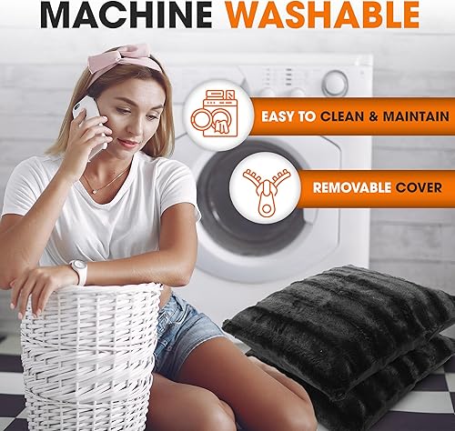 Miniatura 9 de Cheer Collection - Juego de 2 almohadas decorativas con fundas de cuero sintético, cojines para sofá