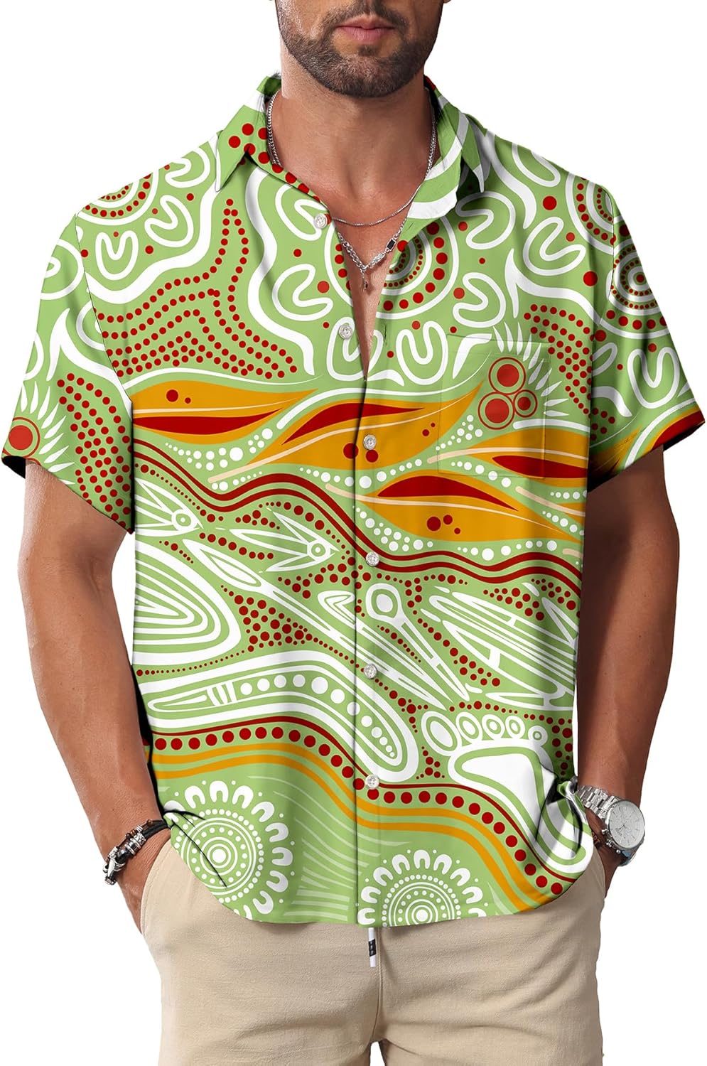 KYKU Hawaiian Shirt for Men: Beach Vacation Summer Short Sleeve Button Down Mens Shirts Casual Stylish