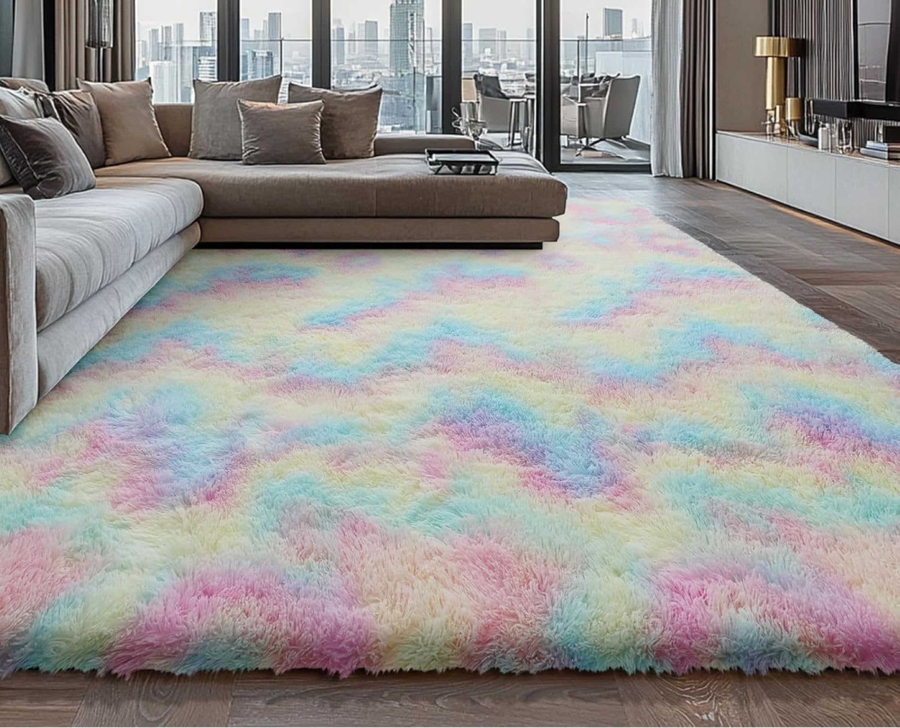 MOONLIGHT20015 Rainbow Shag Rug