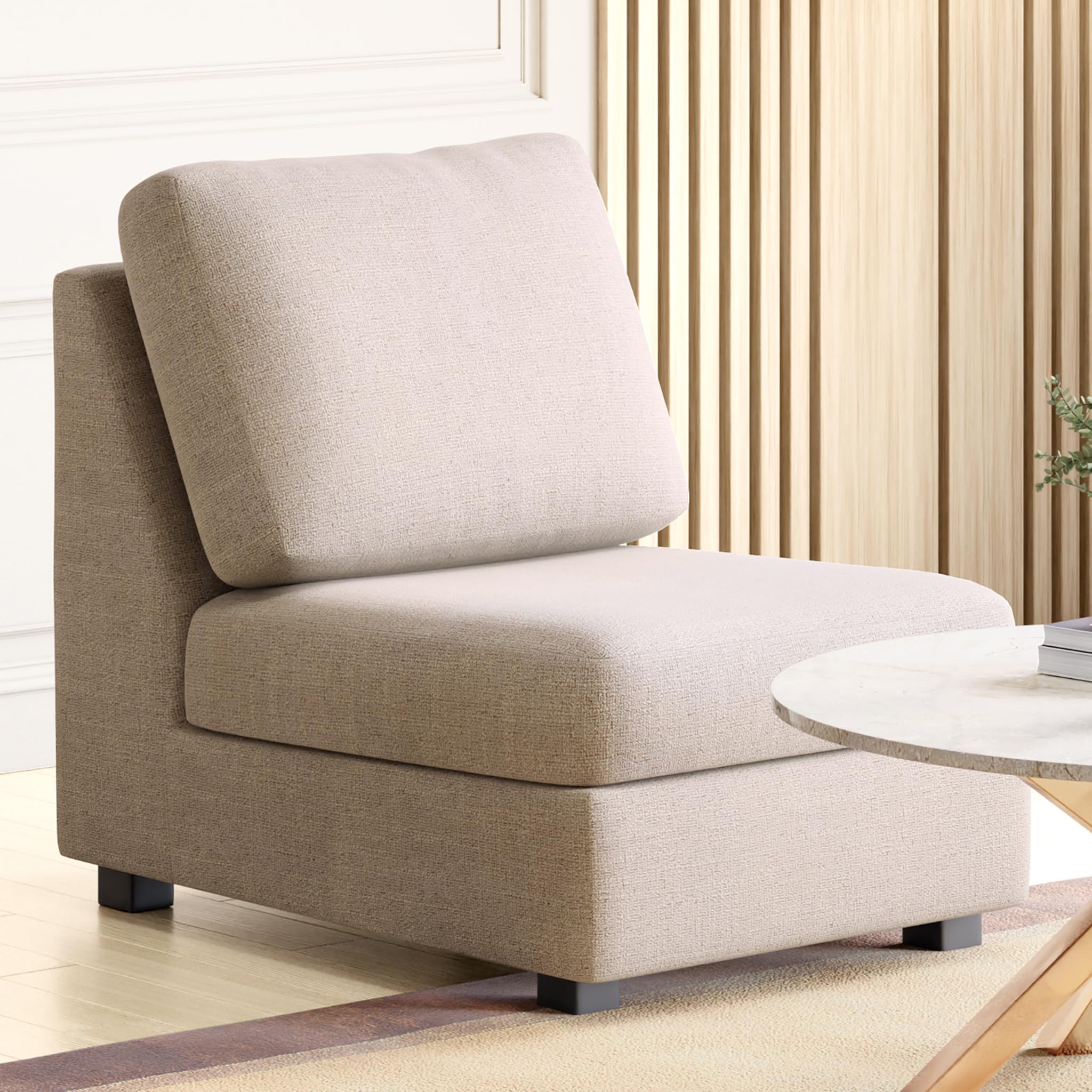 Home Centre | Wells | Armless Sofa | Fabric|Solid Wood | 1 Seater