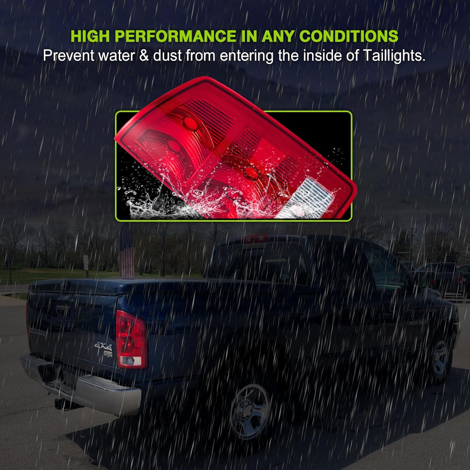 Rear Tail Light assemblies for 2002-2006 Dodge Ram 1500 2500 3500 w/o Bulbs Red Right Side
