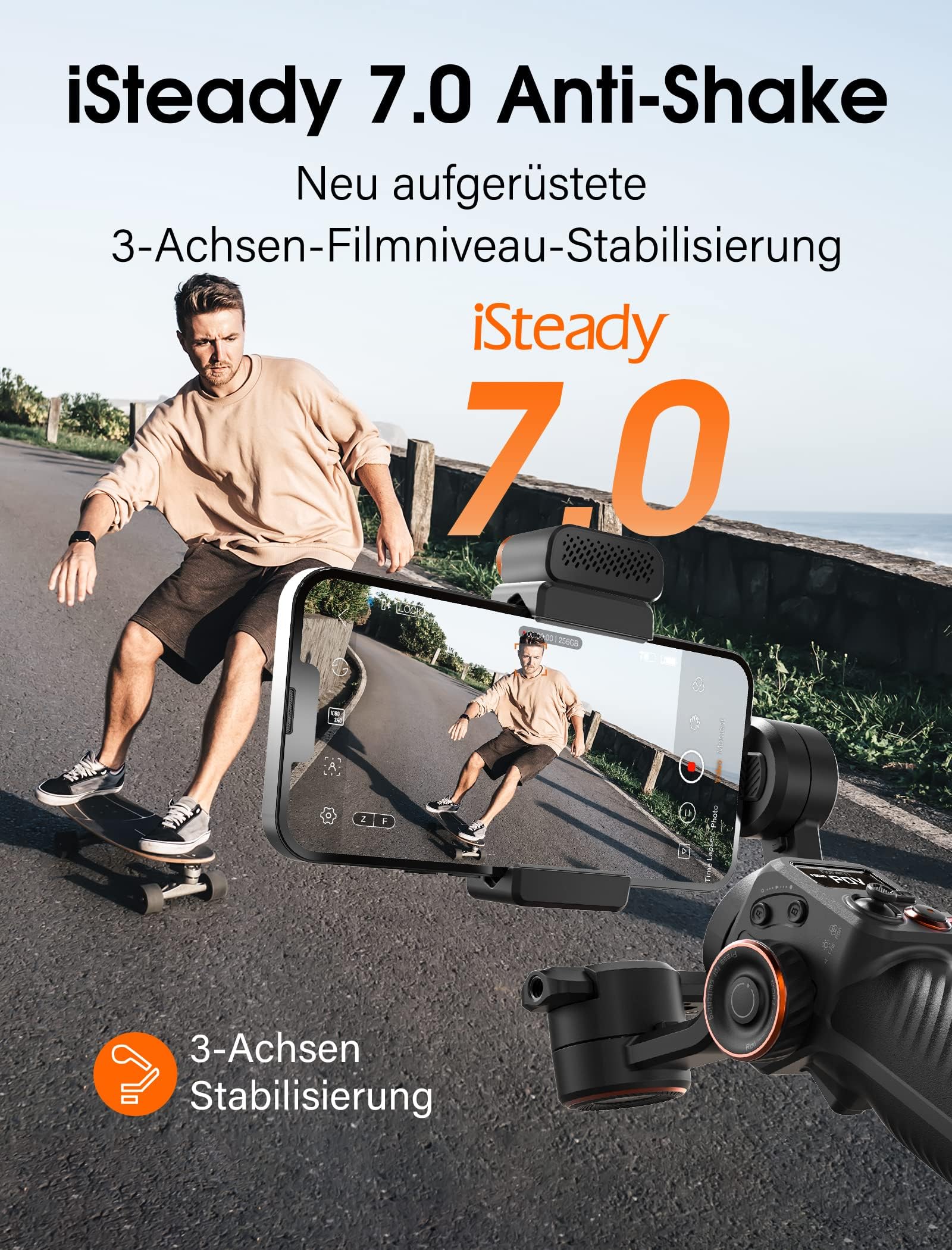 hohem iSteady M6 Kit 3-Achsen-Handy Stabilisator, Gimbal Smartphone | mit Magnetischer AI-Tracker, Einstellbares CCT/RGB-Fülllicht, 0,91 Zoll OLED-Display, Max. Nutzlast 400g, Gimbal für Volgging
