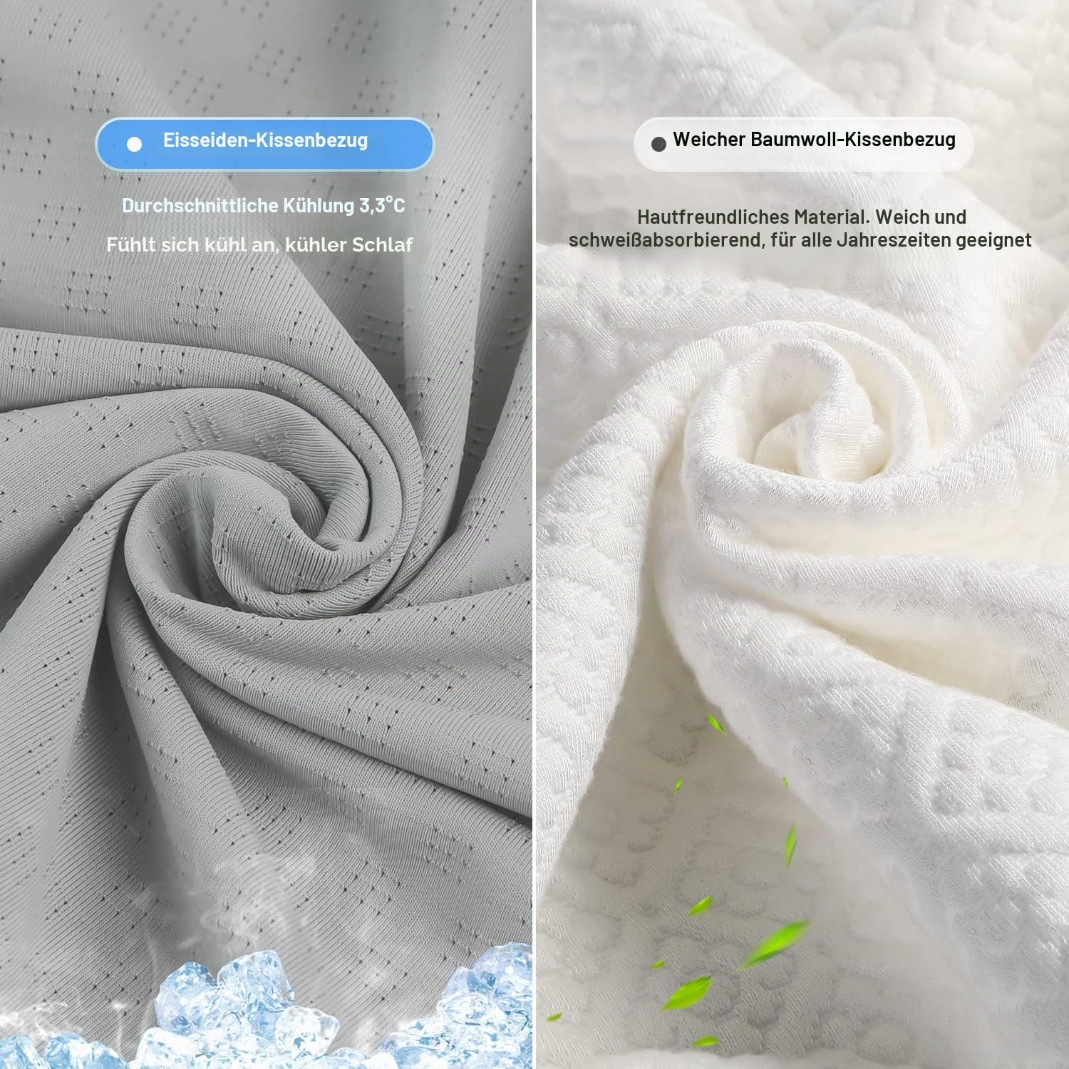 PKBD Memory-Schaum Kopfkissen mit 2 Kissenbezügen, Ergonomisches Orthopädisches Kissen, Nacken-Konturiertes Bettkissen