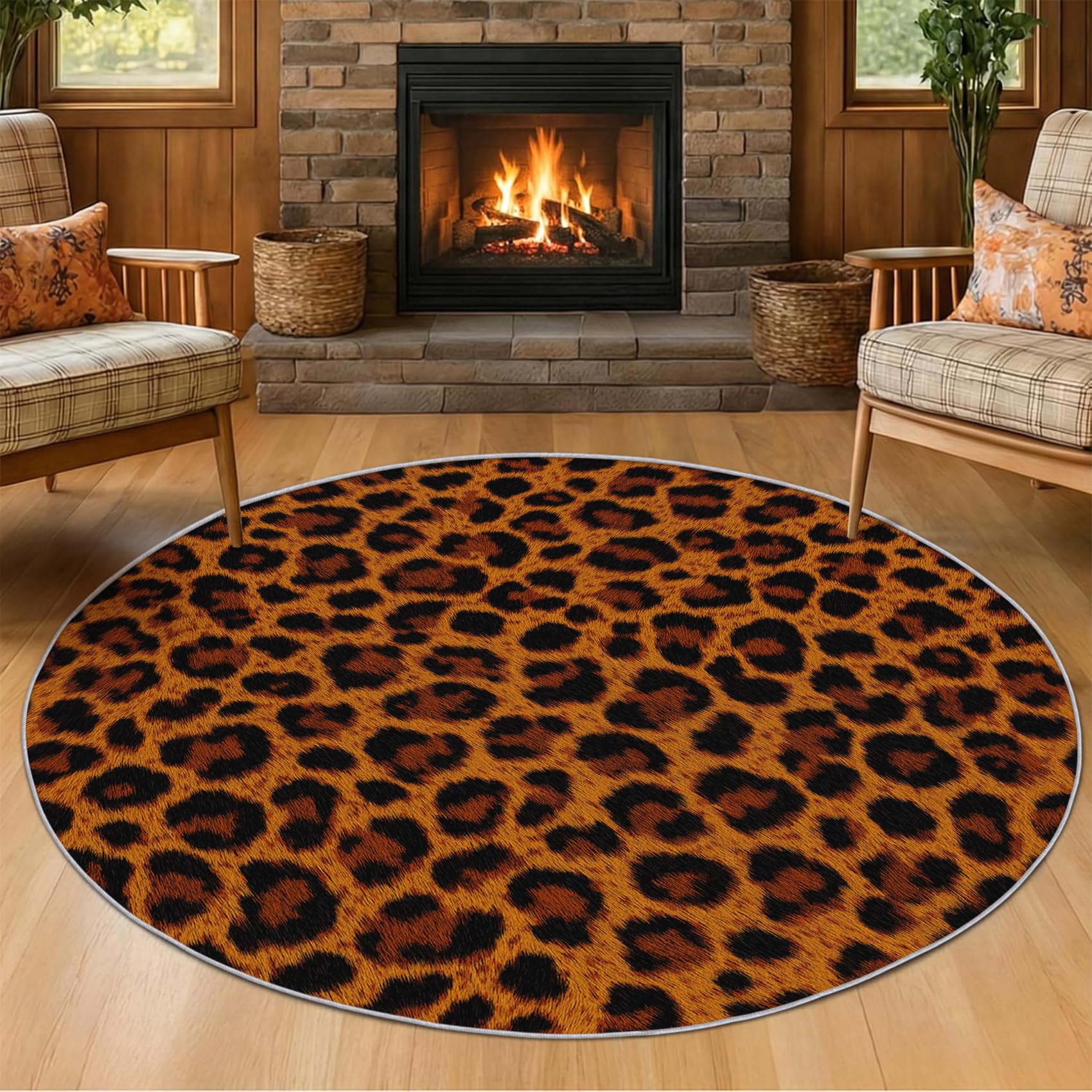 Tapis léopard lavable de 200 cm pour chambre sans glissade