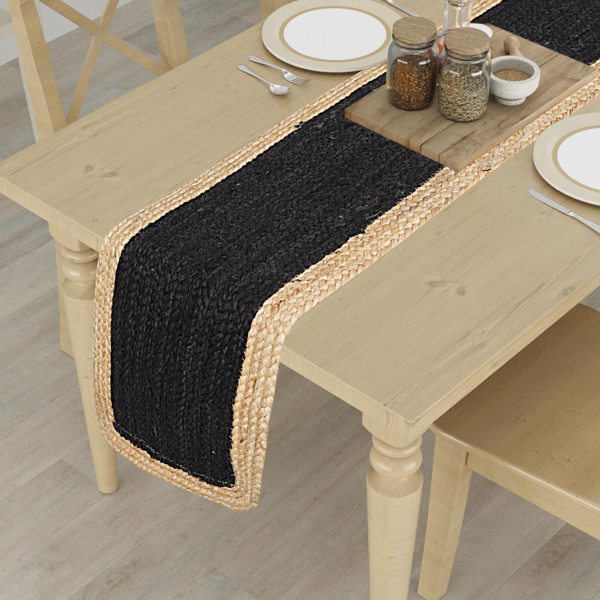 Chemin de table en jute lavable et durable pour protéger meuble en bois