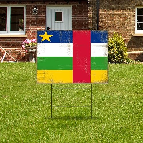 Miniatura 4 de Letrero de bandera nacional de la República Centroafricana, con estacas, de 18 x 24 pulgadas, doble cara, para suministros de fiesta de jardín,