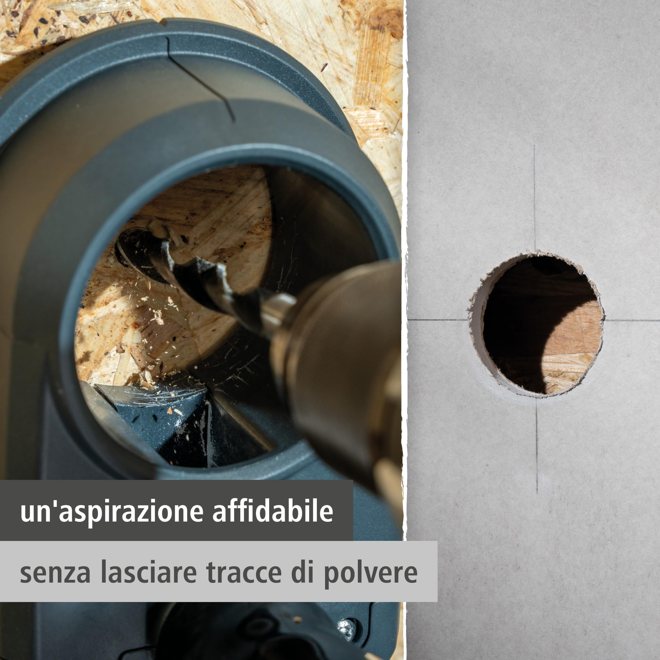 wolfcraft Sistema di aspirazione HSD 68/100-5954000 - Sistema di aspirazione universale - ideale per l'impiego con seghe a tazza e punte - lavorare senza polveri