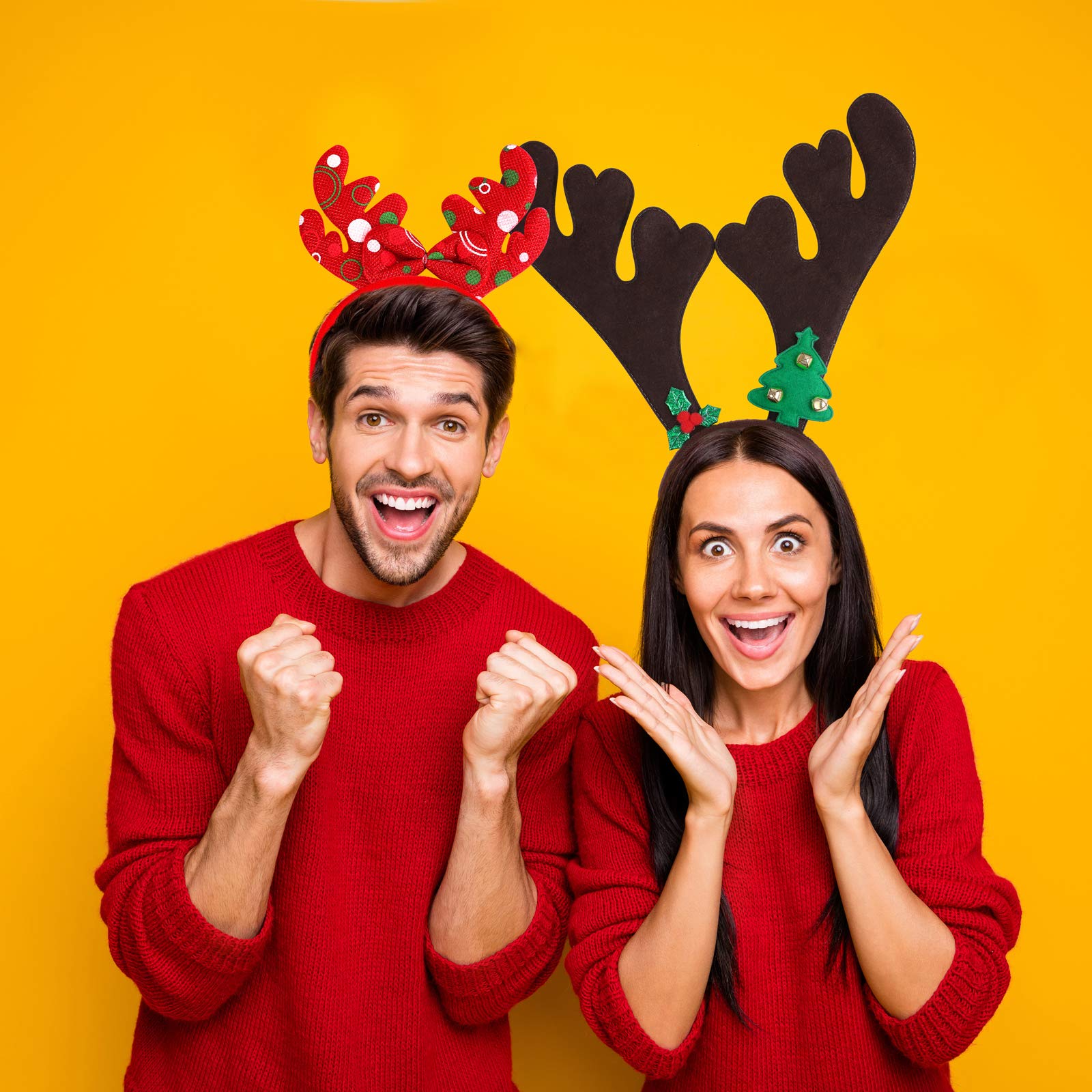 Ruisita Lot de 9 bandeaux de Noël en forme de renne pour cerfs de Noël