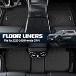 Floor Mats for CRV 2023 2024 2025 2026 (Include Hybrid) All Weather Protection TPE Rubber Floor Liners for CRV 2025 Accessories Mats, Odorless Anti-Slip, 1st & 2nd Row Full Set, Black