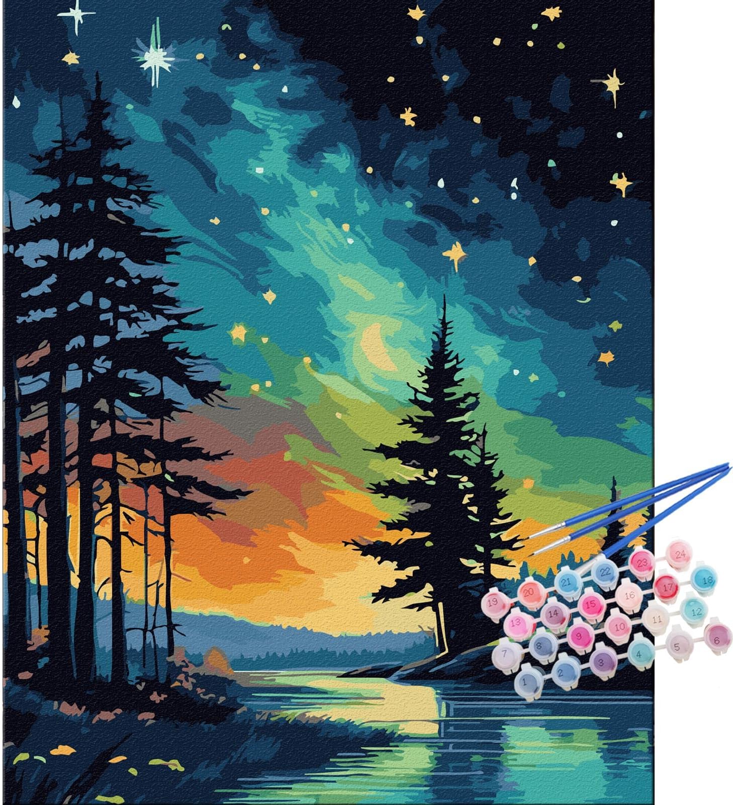 TOCARE Aurora Paint by Numbers Kit for Adults,Aurora Borealis Adult Paint by Number Canvas Kit,Northern Lights Adults' Paint-by-Number Kits Nature Scenery 16x20inch (Without Framed)