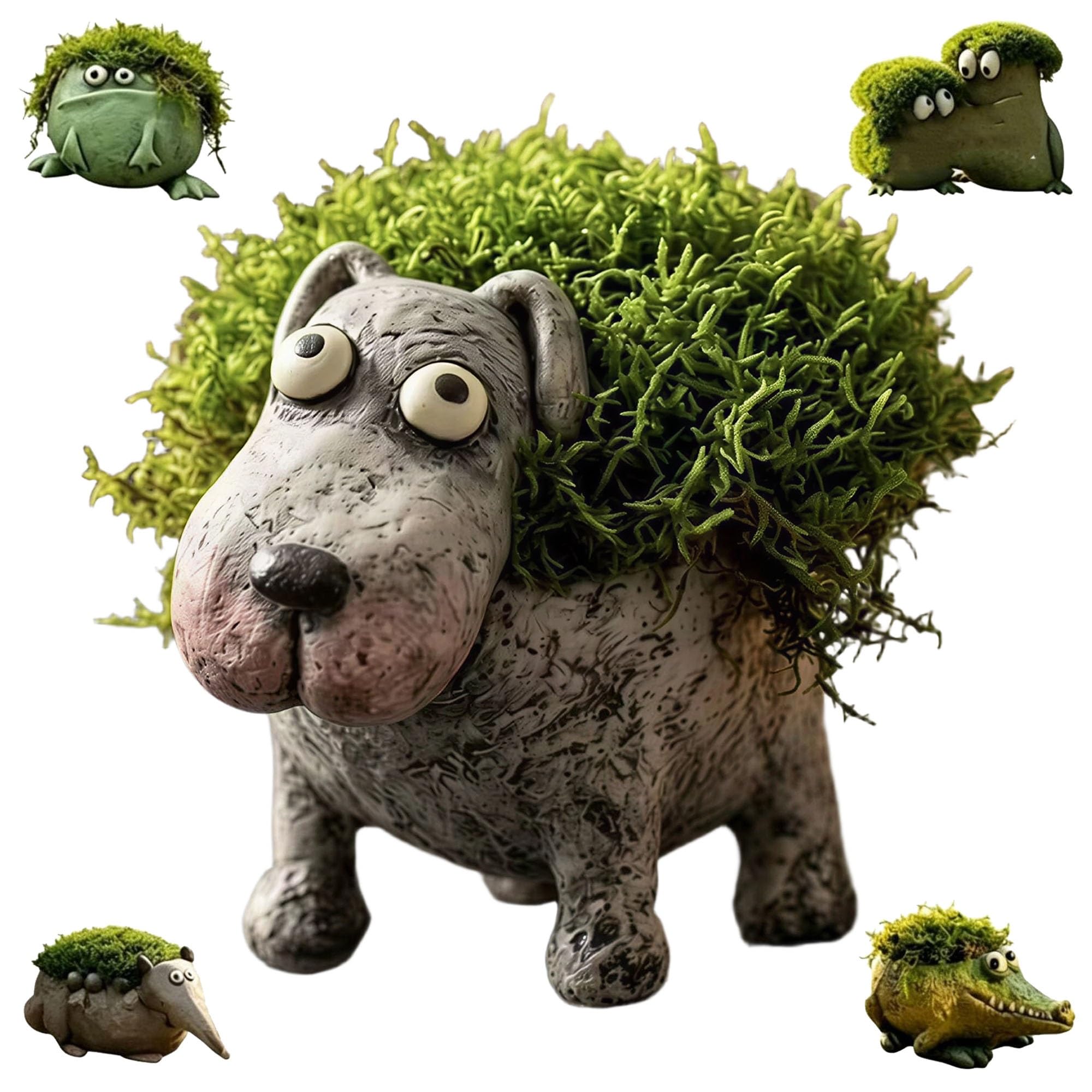 TUKRKRS Opossum Animal Resin Planter Pot Succulent Moss Mini Plant Room Decor(Dog)